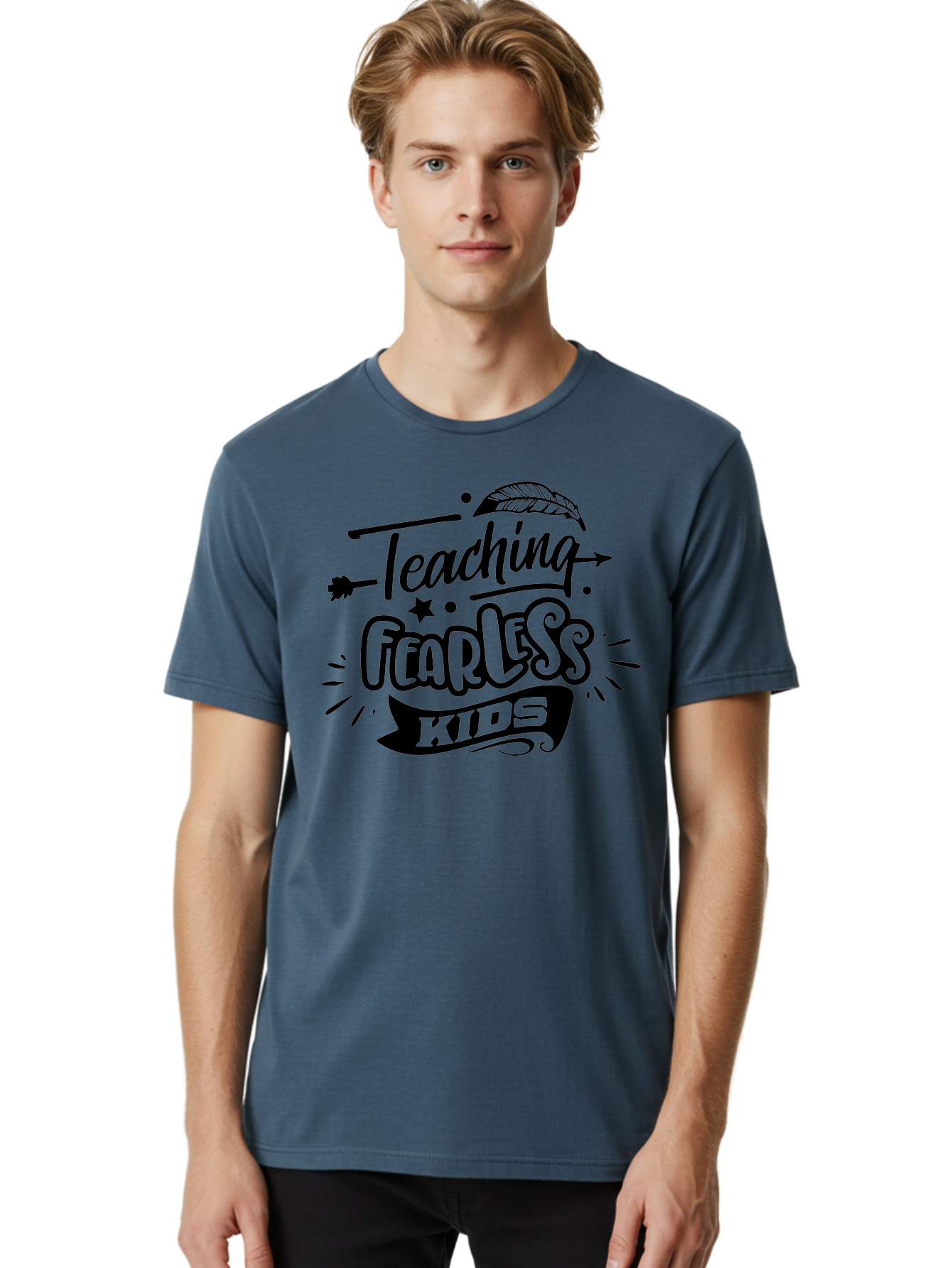 Teaching Fearless Kids Men'S Graphic Tee, 100% Cotton, Comfortable Casual Summer Wear, Machine Washable, Teaching Fearless Kids, Inspirational Quotes, Motivational Phrases, Confidence Building, Positive Thinking, Empowerment For Children, Aae686