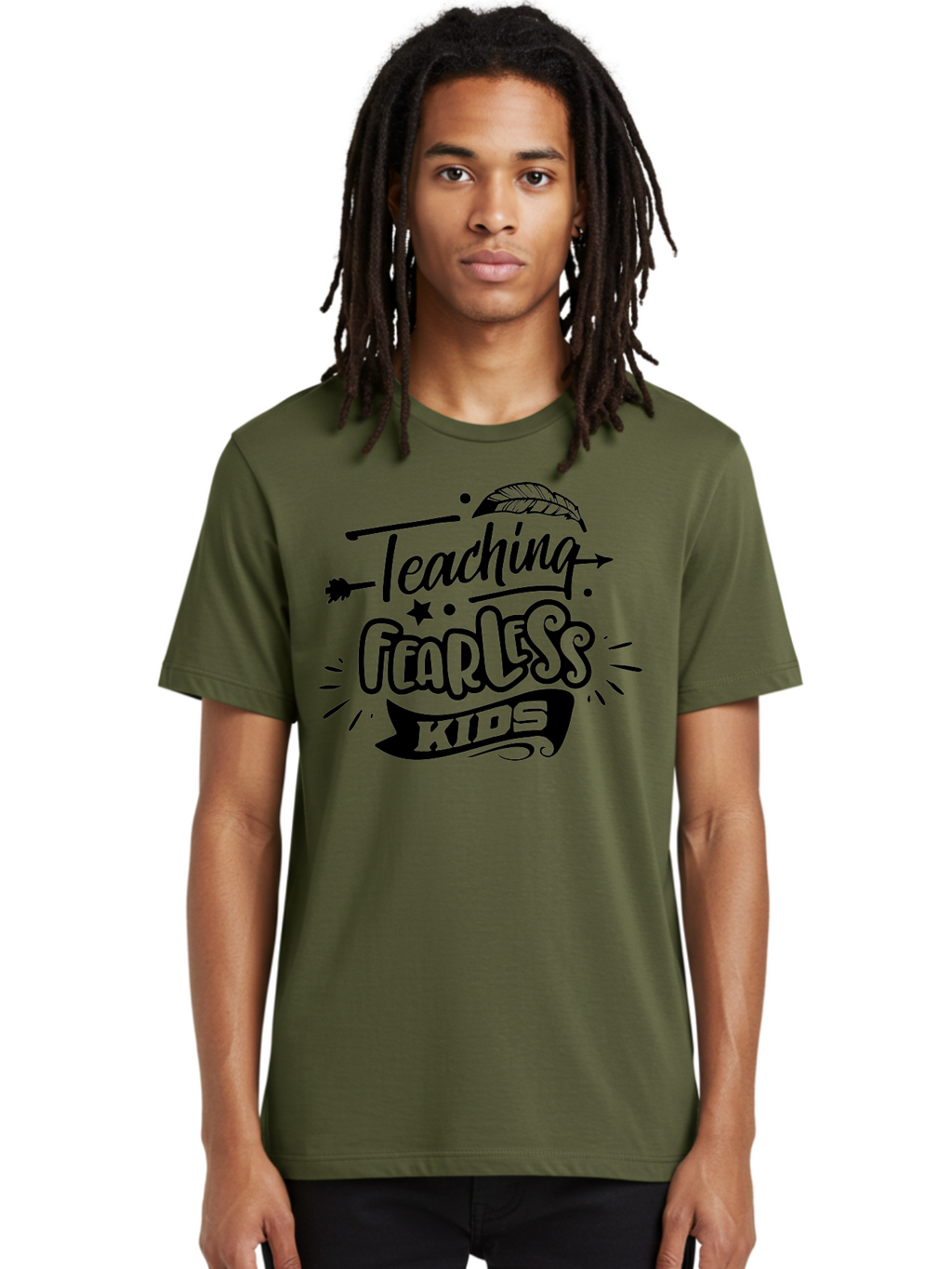 Teaching Fearless Kids Men'S Graphic Tee, 100% Cotton, Comfortable Casual Summer Wear, Machine Washable, Teaching Fearless Kids, Inspirational Quotes, Motivational Phrases, Confidence Building, Positive Thinking, Empowerment For Children, Aae686