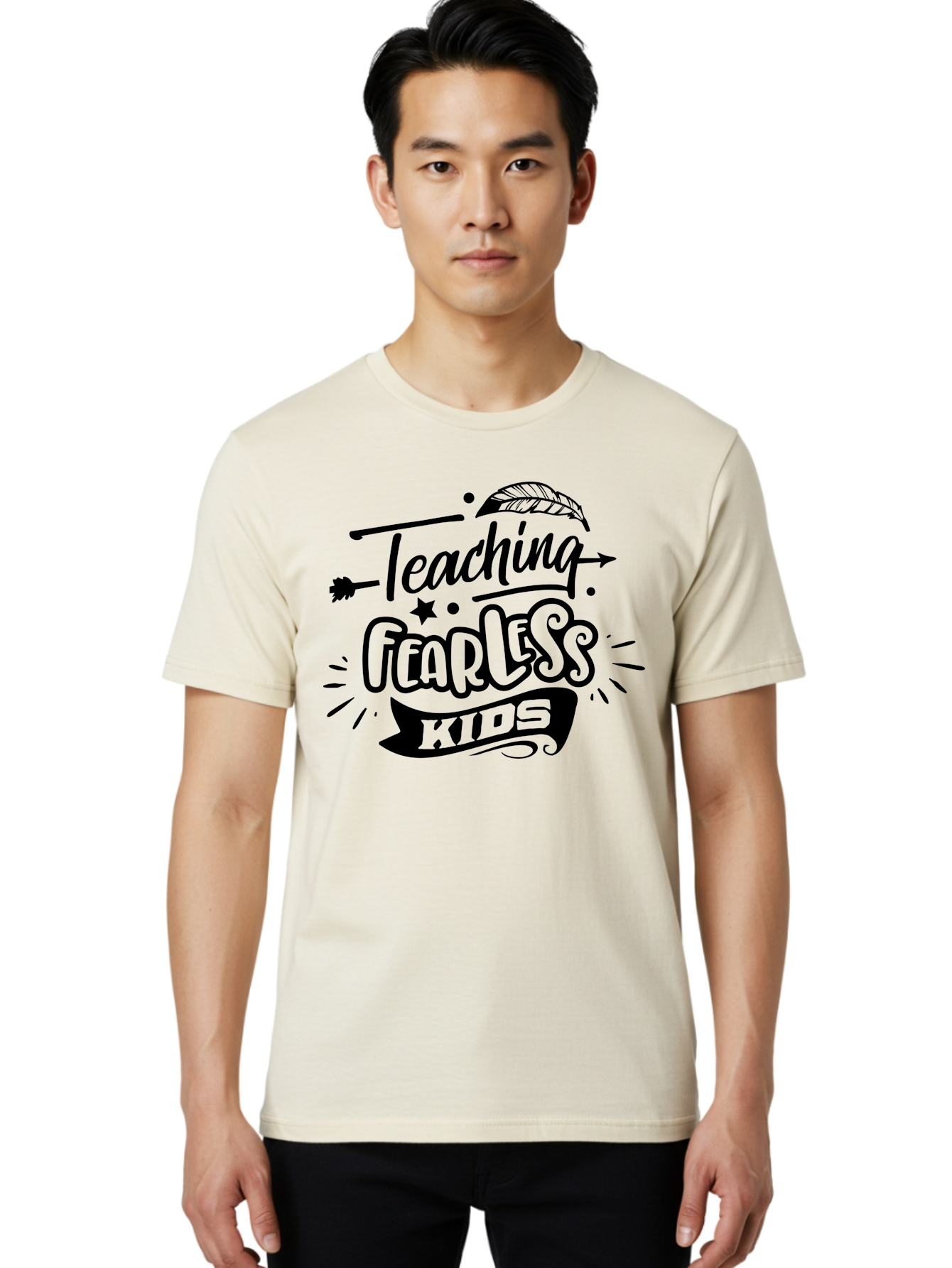 Teaching Fearless Kids Men'S Graphic Tee, 100% Cotton, Comfortable Casual Summer Wear, Machine Washable, Teaching Fearless Kids, Inspirational Quotes, Motivational Phrases, Confidence Building, Positive Thinking, Empowerment For Children, Aae686