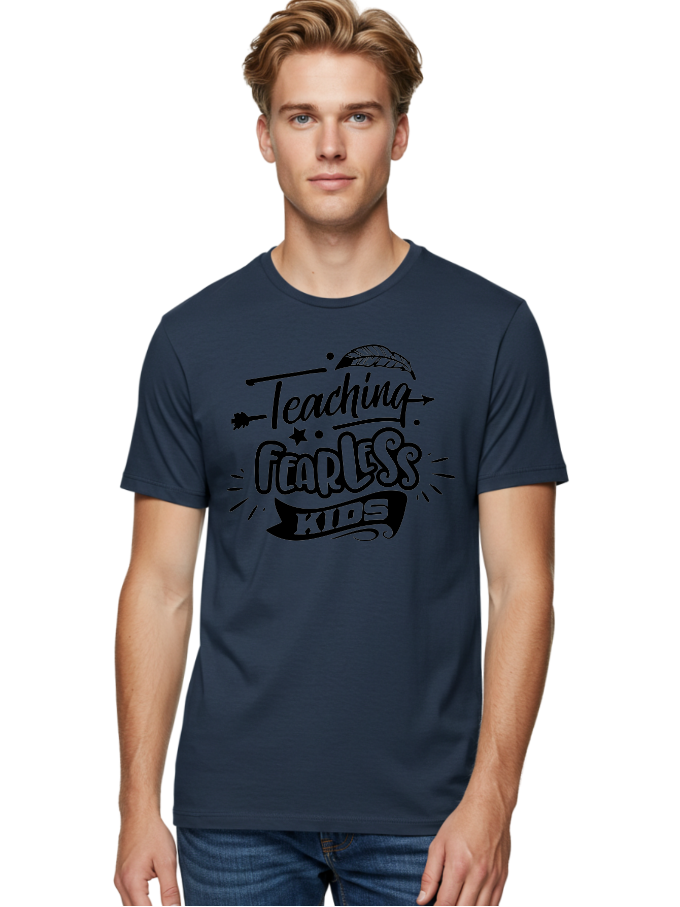 Teaching Fearless Kids Men'S Graphic Tee, 100% Cotton, Comfortable Casual Summer Wear, Machine Washable, Teaching Fearless Kids, Inspirational Quotes, Motivational Phrases, Confidence Building, Positive Thinking, Empowerment For Children, Aae686