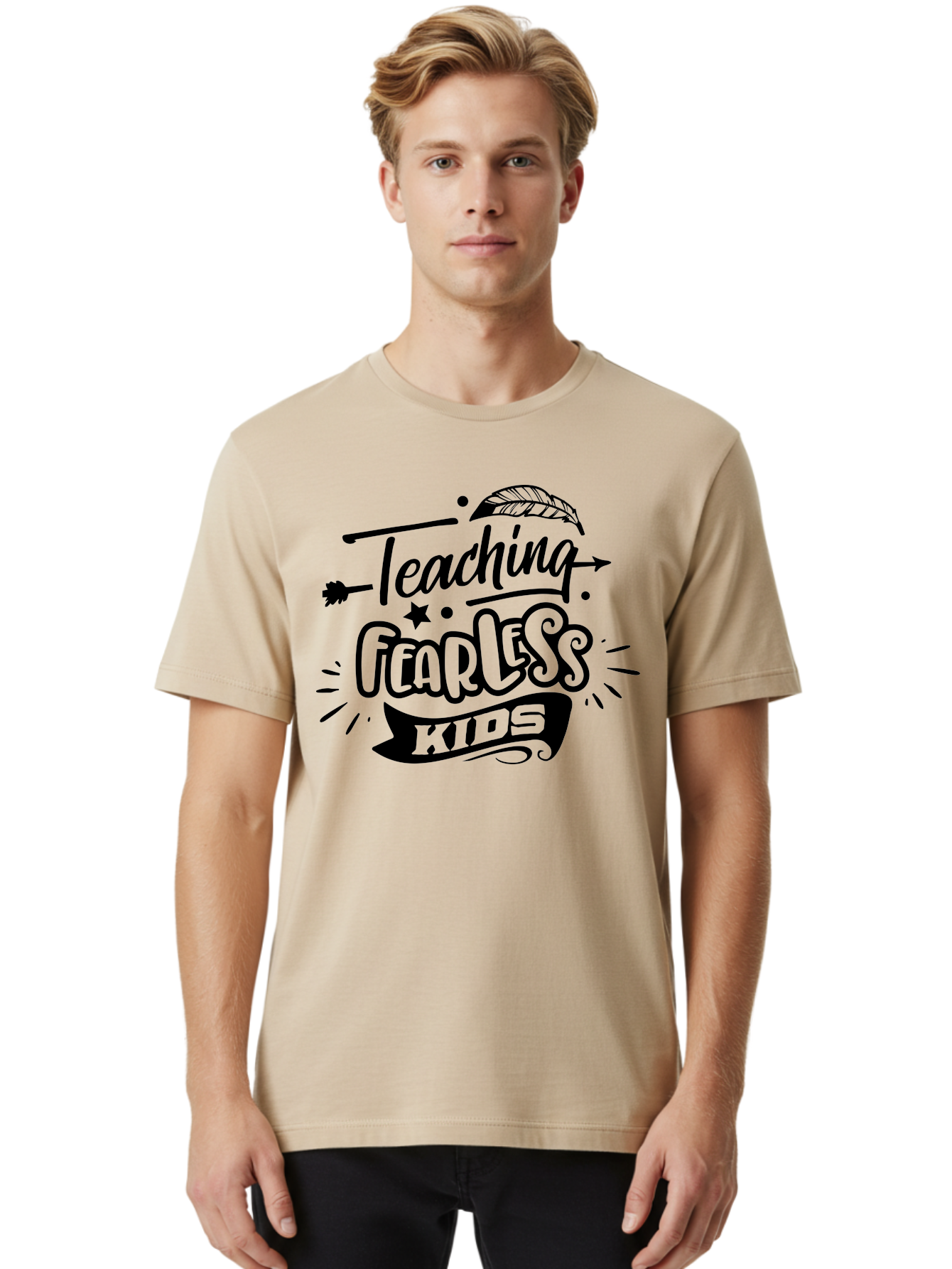 Teaching Fearless Kids Men'S Graphic Tee, 100% Cotton, Comfortable Casual Summer Wear, Machine Washable, Teaching Fearless Kids, Inspirational Quotes, Motivational Phrases, Confidence Building, Positive Thinking, Empowerment For Children, Aae686