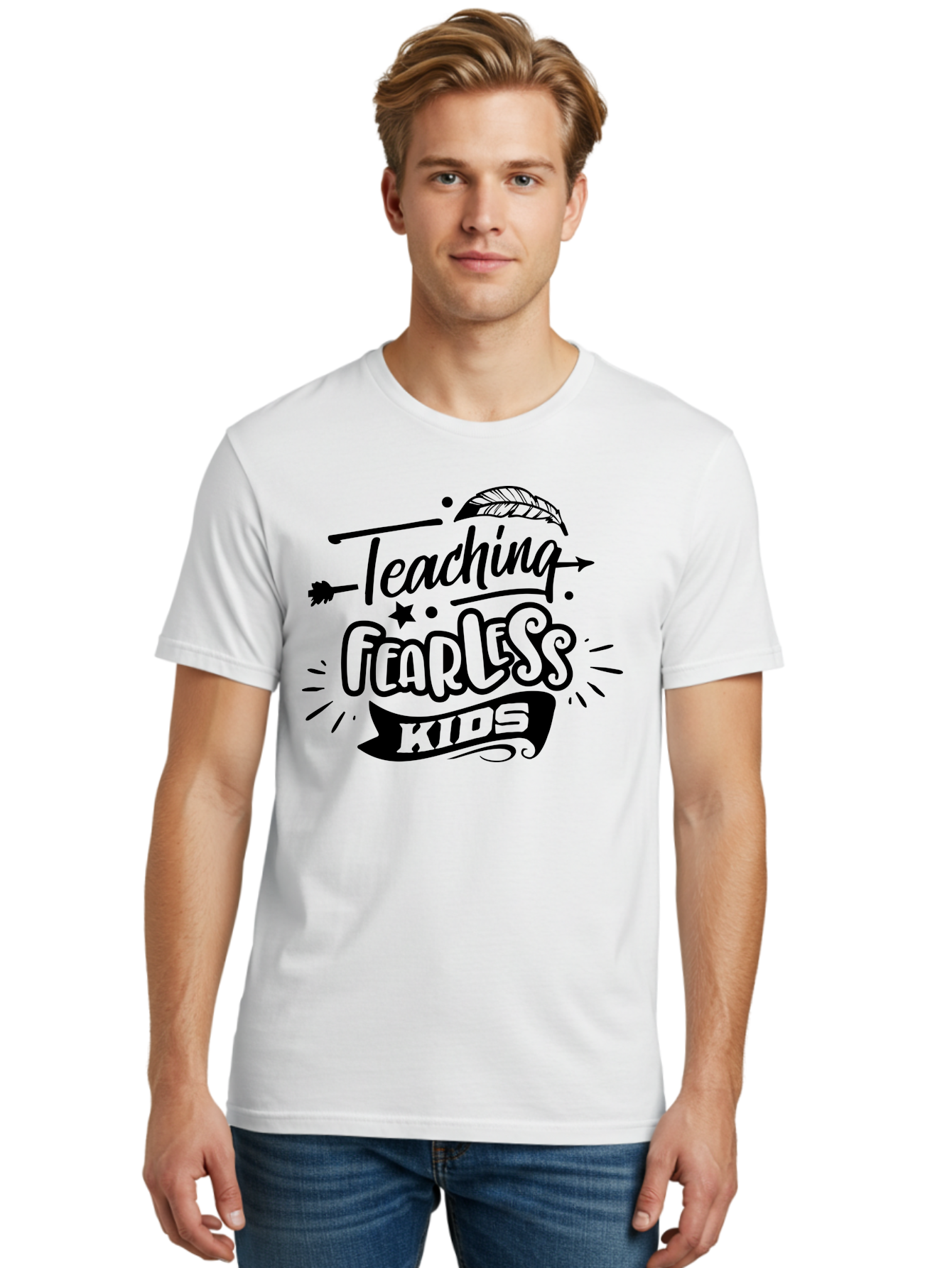 Teaching Fearless Kids Men'S Graphic Tee, 100% Cotton, Comfortable Casual Summer Wear, Machine Washable, Teaching Fearless Kids, Inspirational Quotes, Motivational Phrases, Confidence Building, Positive Thinking, Empowerment For Children, Aae686