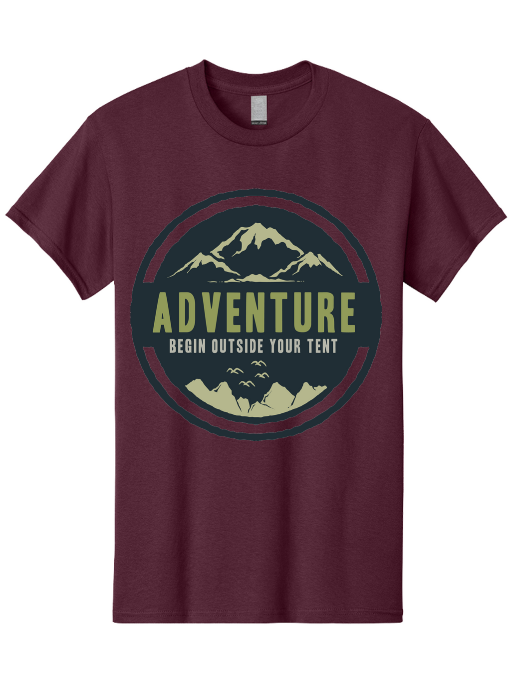 The Adventure Begin Men'S Graphic Tee, 100% Cotton, Comfortable Casual Summer Wear, Machine Washable, Outdoor Adventure, Camping Inspiration, Mountain Landscapes, Wilderness Exploration, Adventure Travel, Nature Escapades, Hiking Motivation, Aae691