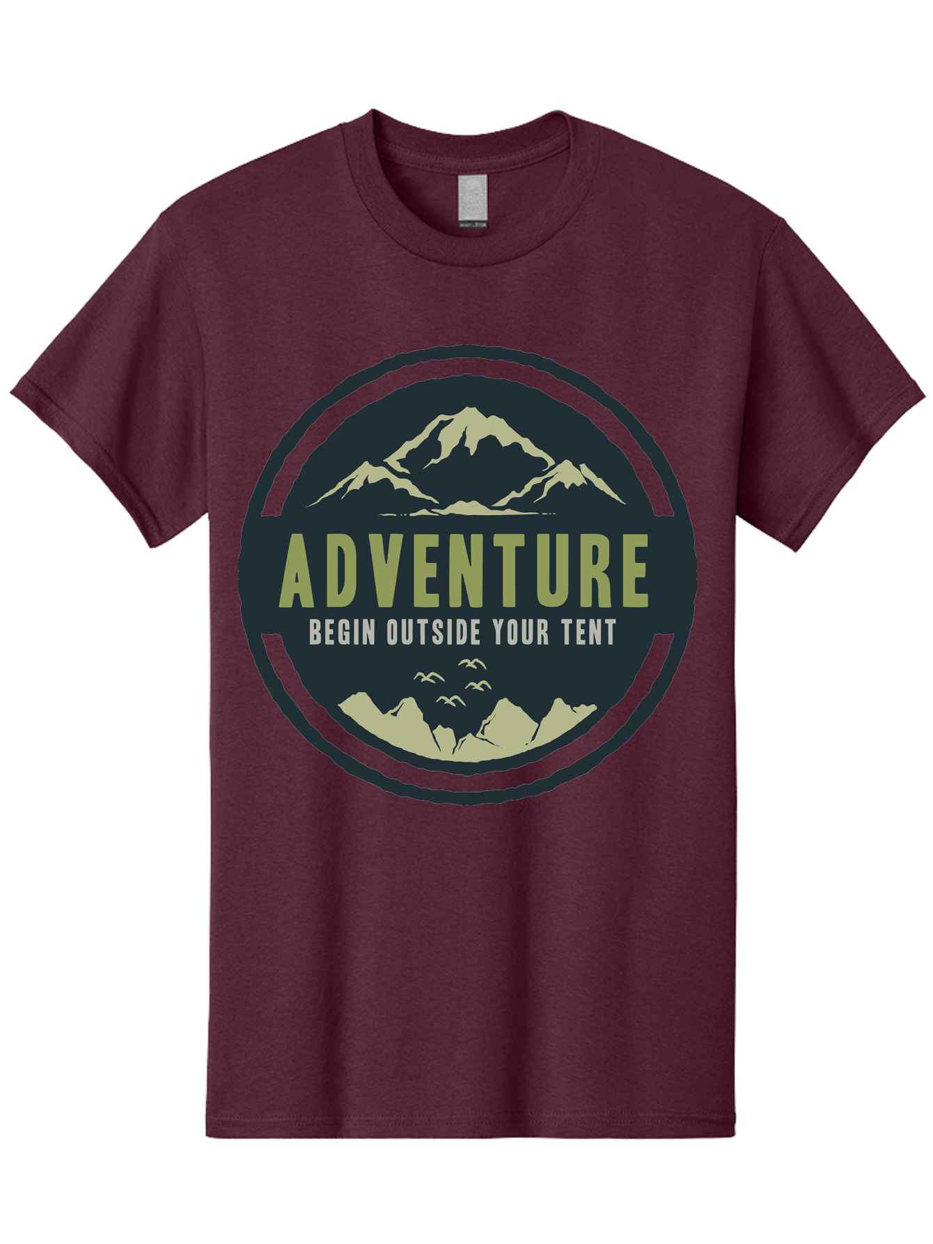 The Adventure Begin Men'S Graphic Tee, 100% Cotton, Comfortable Casual Summer Wear, Machine Washable, Outdoor Adventure, Camping Inspiration, Mountain Landscapes, Wilderness Exploration, Adventure Travel, Nature Escapades, Hiking Motivation, Aae691