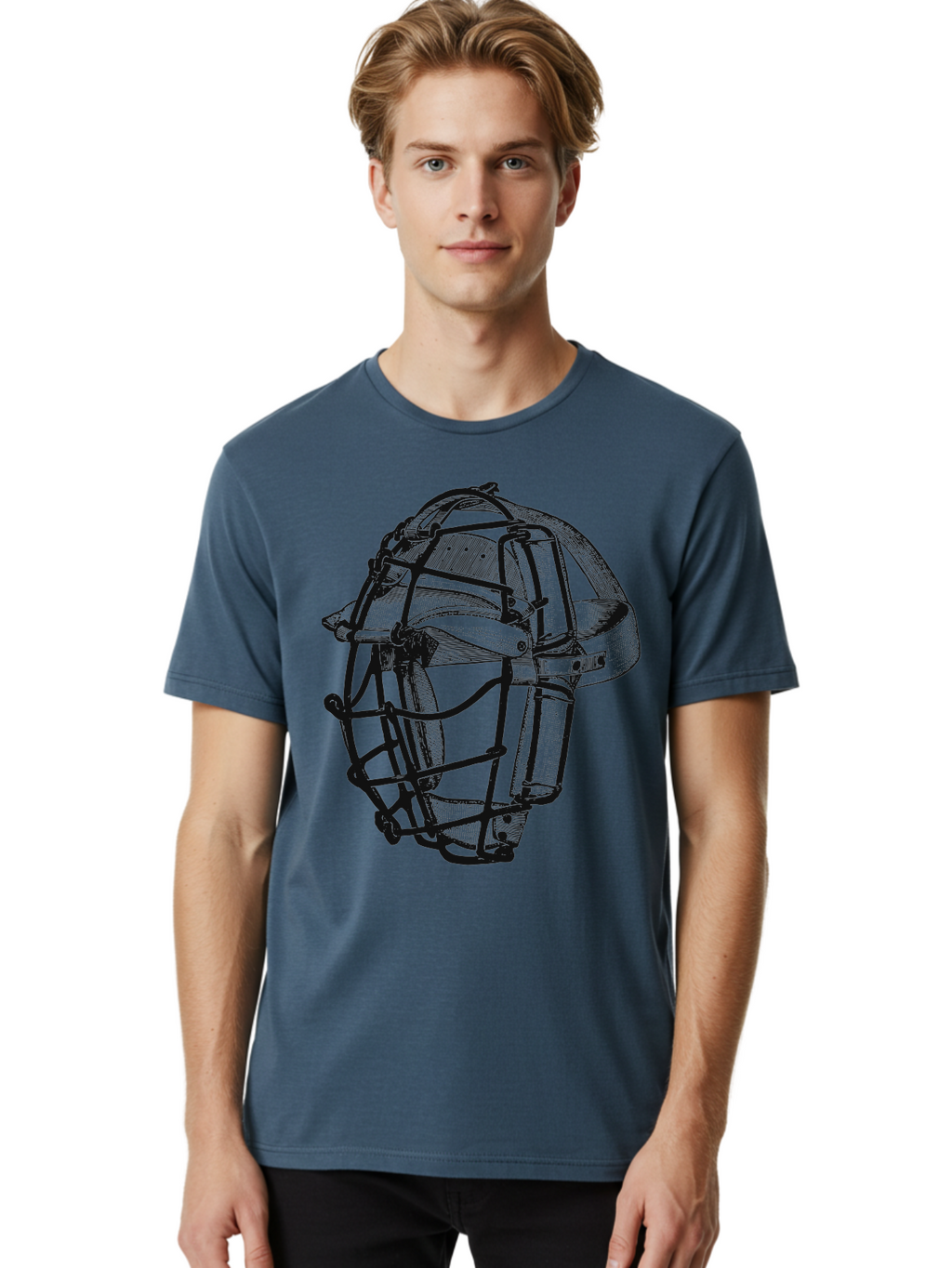 The Backstop Shield Men'S Graphic Tee, 100% Cotton, Comfortable Casual Summer Wear, Machine Washable, Baseball Catcher'S Mask, Protective Gear, Sports Equipment, Vintage Design, Classic Style, Catcher'S Protective Mask Aae694
