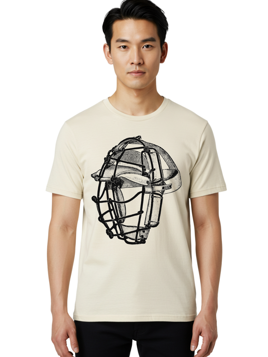 The Backstop Shield Men'S Graphic Tee, 100% Cotton, Comfortable Casual Summer Wear, Machine Washable, Baseball Catcher'S Mask, Protective Gear, Sports Equipment, Vintage Design, Classic Style, Catcher'S Protective Mask Aae694