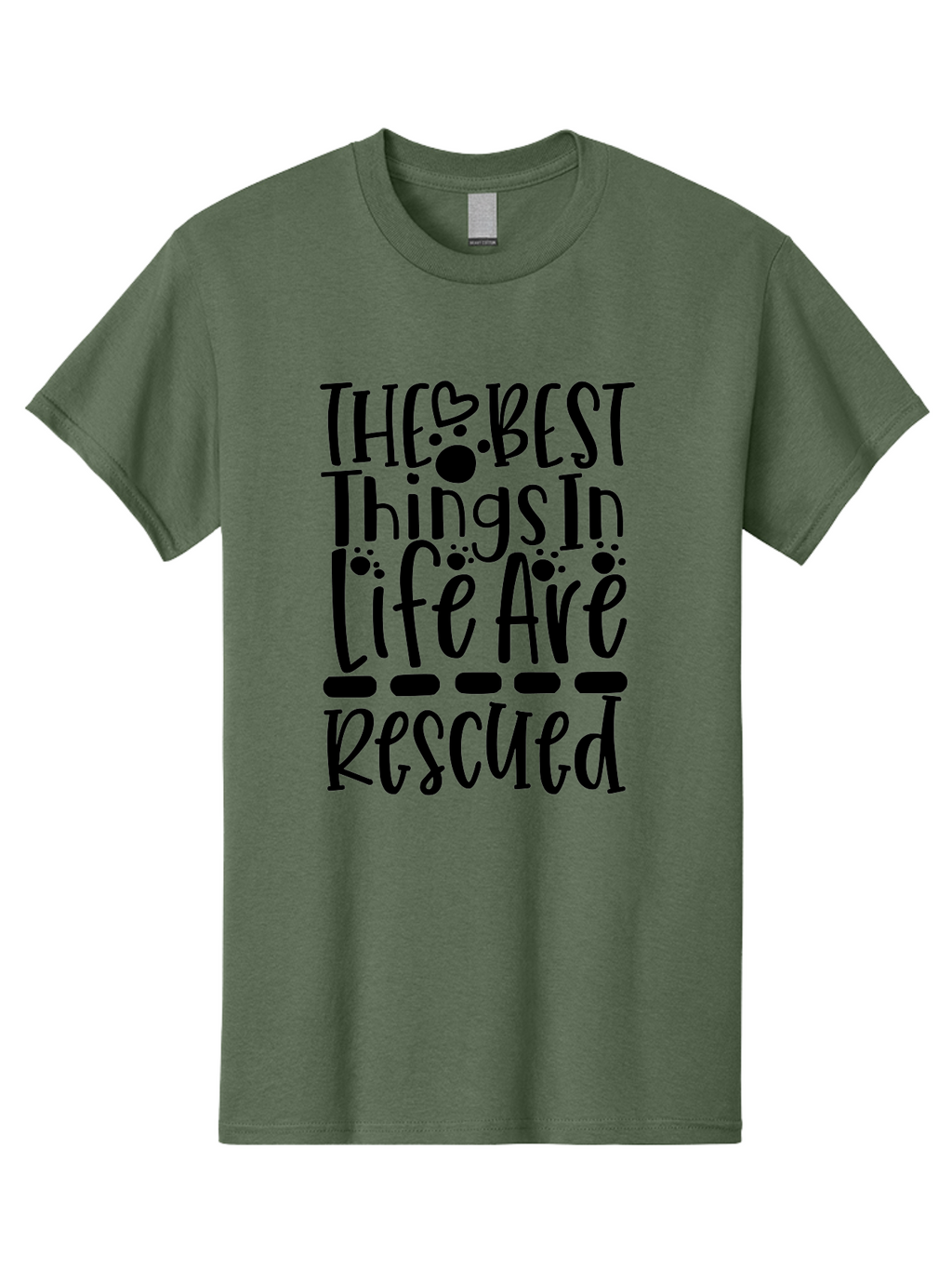 The Best Things In Life Are Rescued Men'S Graphic Tee, 100% Cotton, Comfortable Casual Summer Wear, Machine Washable, Animal Rescue, Rescue Pets, Adopt Don'T Shop, Pet Love, Animal Lovers, Inspiring Quotes, Heartwarming Messages, Paw Prints Aae695