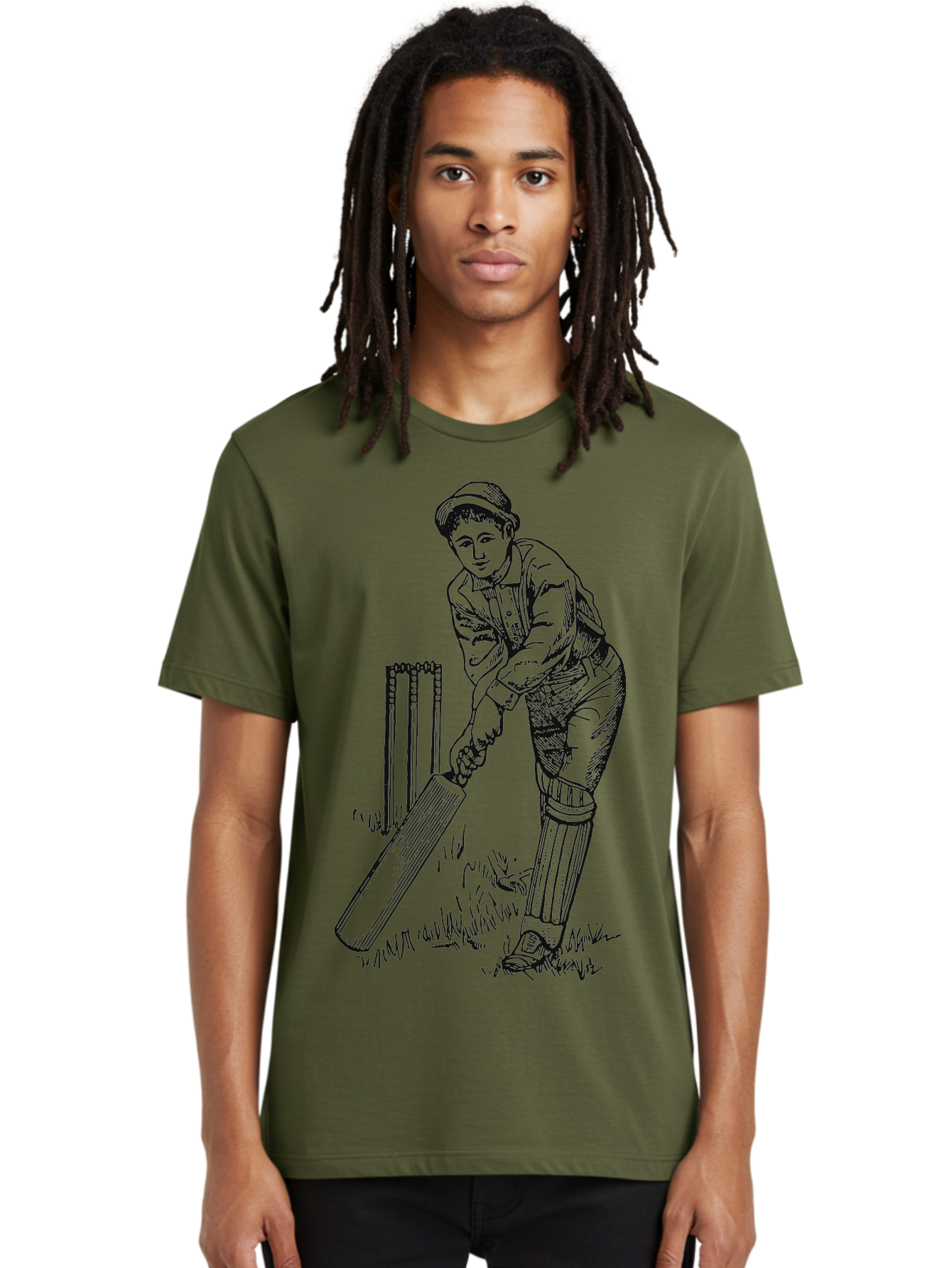 The Classic Batsman Men'S Graphic Tee, 100% Cotton, Comfortable Casual Summer Wear, Machine Washable, Cricket Player, Cricket Batsman, Cricket Bat, Cricket Wicket, Playing Cricket, Cricket Stance, Cricket Gear Aae697