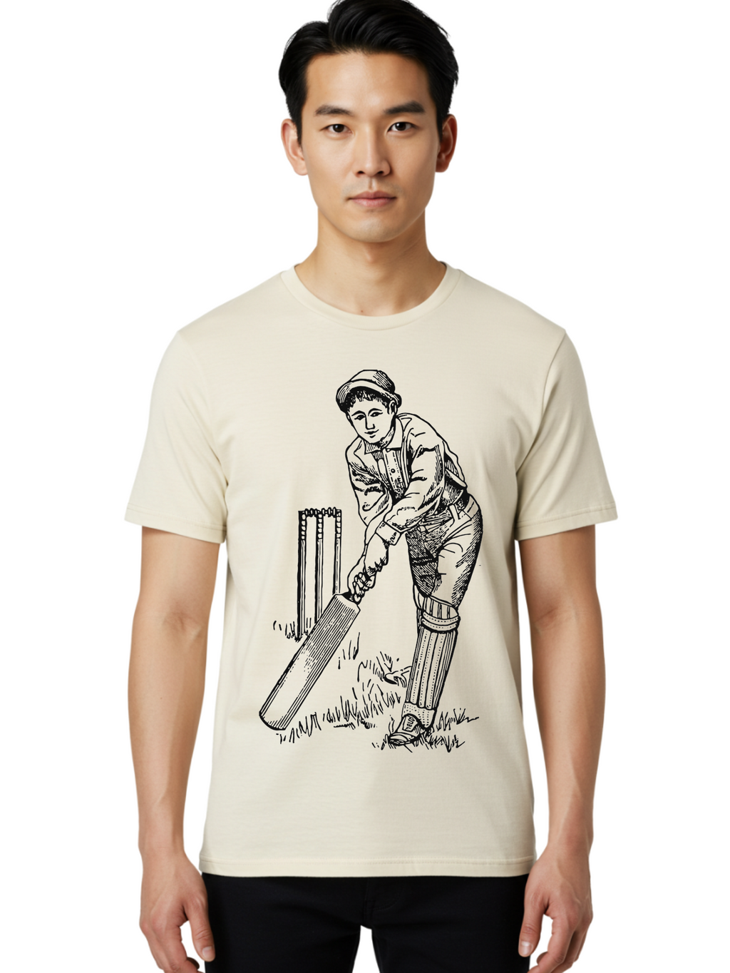 The Classic Batsman Men'S Graphic Tee, 100% Cotton, Comfortable Casual Summer Wear, Machine Washable, Cricket Player, Cricket Batsman, Cricket Bat, Cricket Wicket, Playing Cricket, Cricket Stance, Cricket Gear Aae697