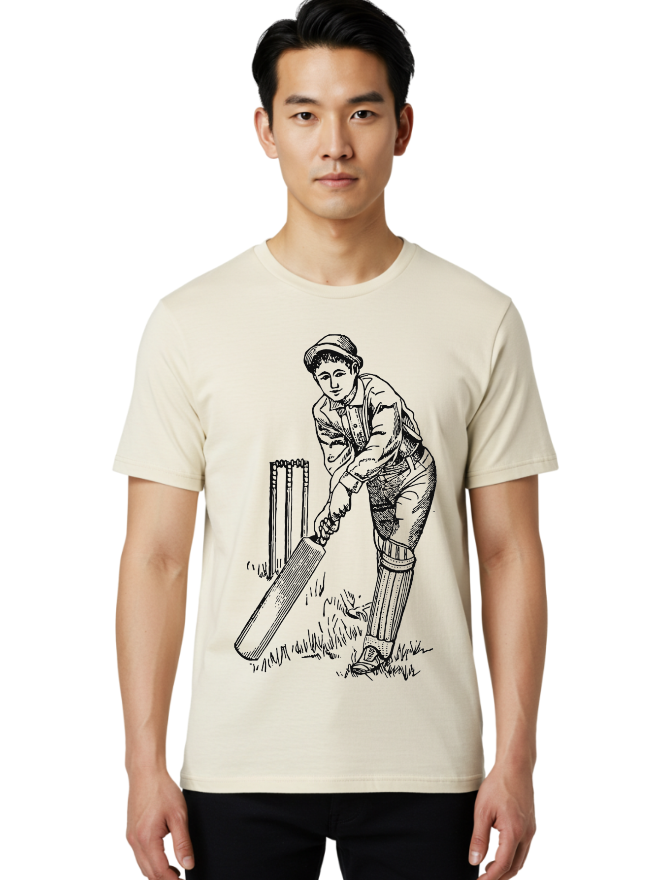 The Classic Batsman Men'S Graphic Tee, 100% Cotton, Comfortable Casual Summer Wear, Machine Washable, Cricket Player, Cricket Batsman, Cricket Bat, Cricket Wicket, Playing Cricket, Cricket Stance, Cricket Gear Aae697