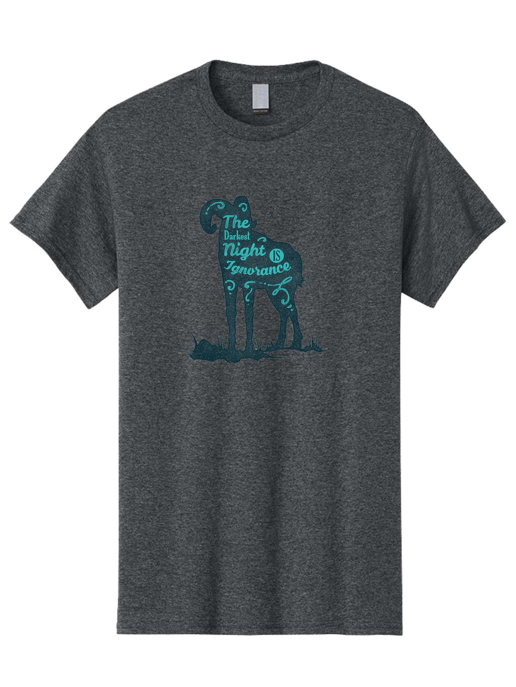 The Darkest Night Men'S Graphic Tee, 100% Cotton, Comfortable Casual Summer Wear, Machine Washable, Ram Silhouette, Inspirational Quote, Typography Art, Motivational Words, Dark Mode, Abstract Design, Symbolic Animal Aae700