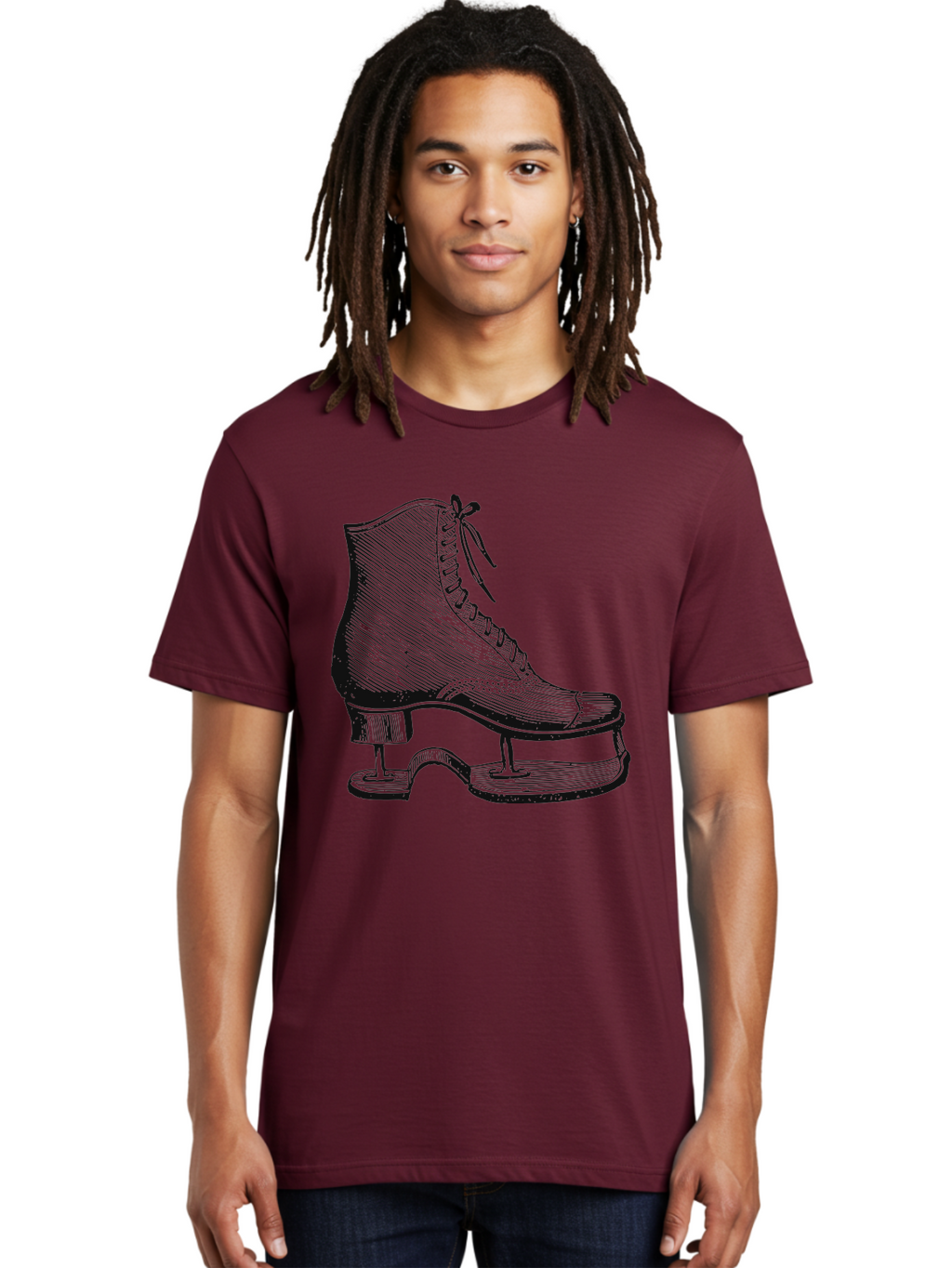 The Frozen Classic Men'S Graphic Tee, 100% Cotton, Comfortable Casual Summer Wear, Machine Washable, Ice Skate, Vintage Illustration, Lace-Up Boot, Ice Skating, Winter Sports, Classic Design, Retro Style, Frozen Fun Aae704