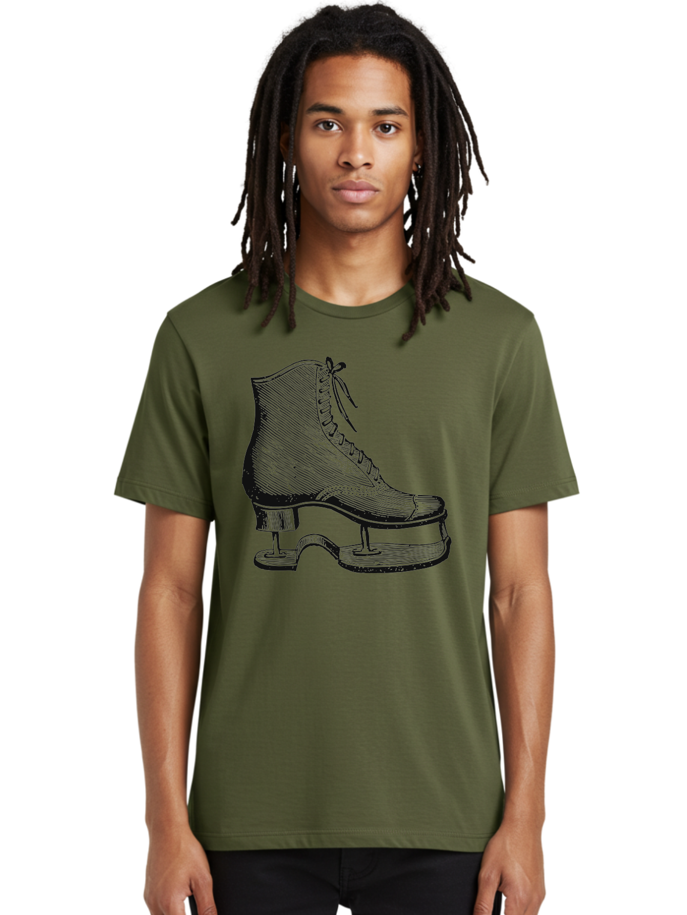 The Frozen Classic Men'S Graphic Tee, 100% Cotton, Comfortable Casual Summer Wear, Machine Washable, Ice Skate, Vintage Illustration, Lace-Up Boot, Ice Skating, Winter Sports, Classic Design, Retro Style, Frozen Fun Aae704
