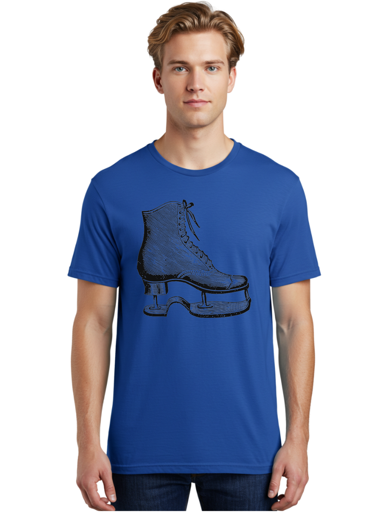 The Frozen Classic Men'S Graphic Tee, 100% Cotton, Comfortable Casual Summer Wear, Machine Washable, Ice Skate, Vintage Illustration, Lace-Up Boot, Ice Skating, Winter Sports, Classic Design, Retro Style, Frozen Fun Aae704