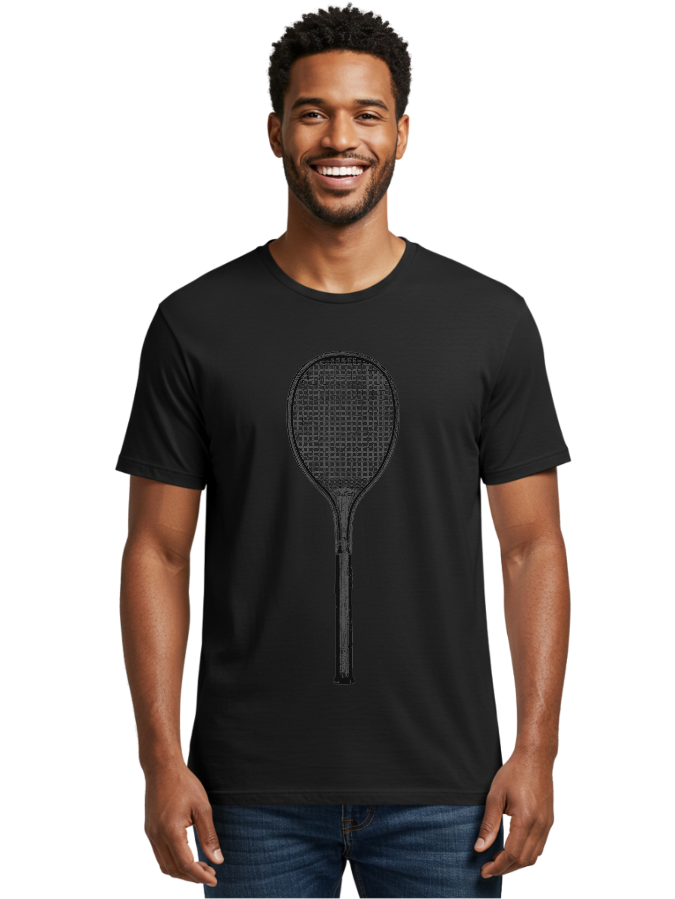The Grand Slammer Men'S Graphic Tee, 100% Cotton, Comfortable Casual Summer Wear, Machine Washable, Tennis Racket, Sports Equipment, Tennis Gear, Racket Design, Tennis Player, Athletic Accessories Aae706