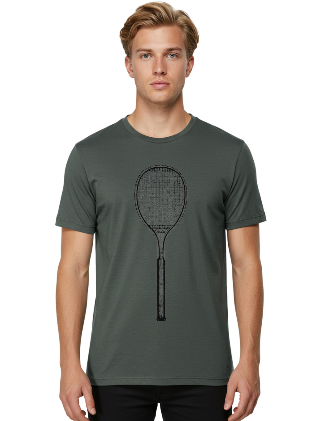 The Grand Slammer Men'S Graphic Tee, 100% Cotton, Comfortable Casual Summer Wear, Machine Washable, Tennis Racket, Sports Equipment, Tennis Gear, Racket Design, Tennis Player, Athletic Accessories Aae706