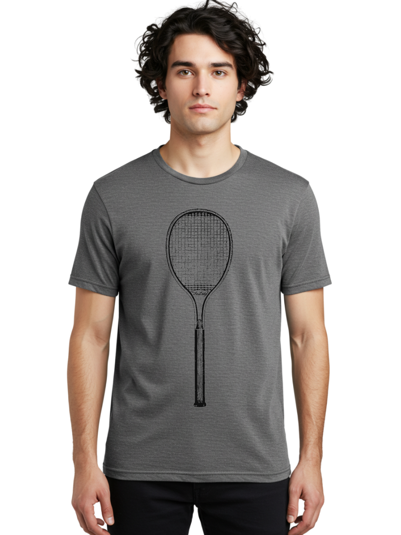 The Grand Slammer Men'S Graphic Tee, 100% Cotton, Comfortable Casual Summer Wear, Machine Washable, Tennis Racket, Sports Equipment, Tennis Gear, Racket Design, Tennis Player, Athletic Accessories Aae706