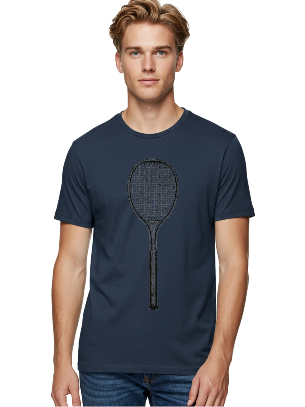 The Grand Slammer Men'S Graphic Tee, 100% Cotton, Comfortable Casual Summer Wear, Machine Washable, Tennis Racket, Sports Equipment, Tennis Gear, Racket Design, Tennis Player, Athletic Accessories Aae706