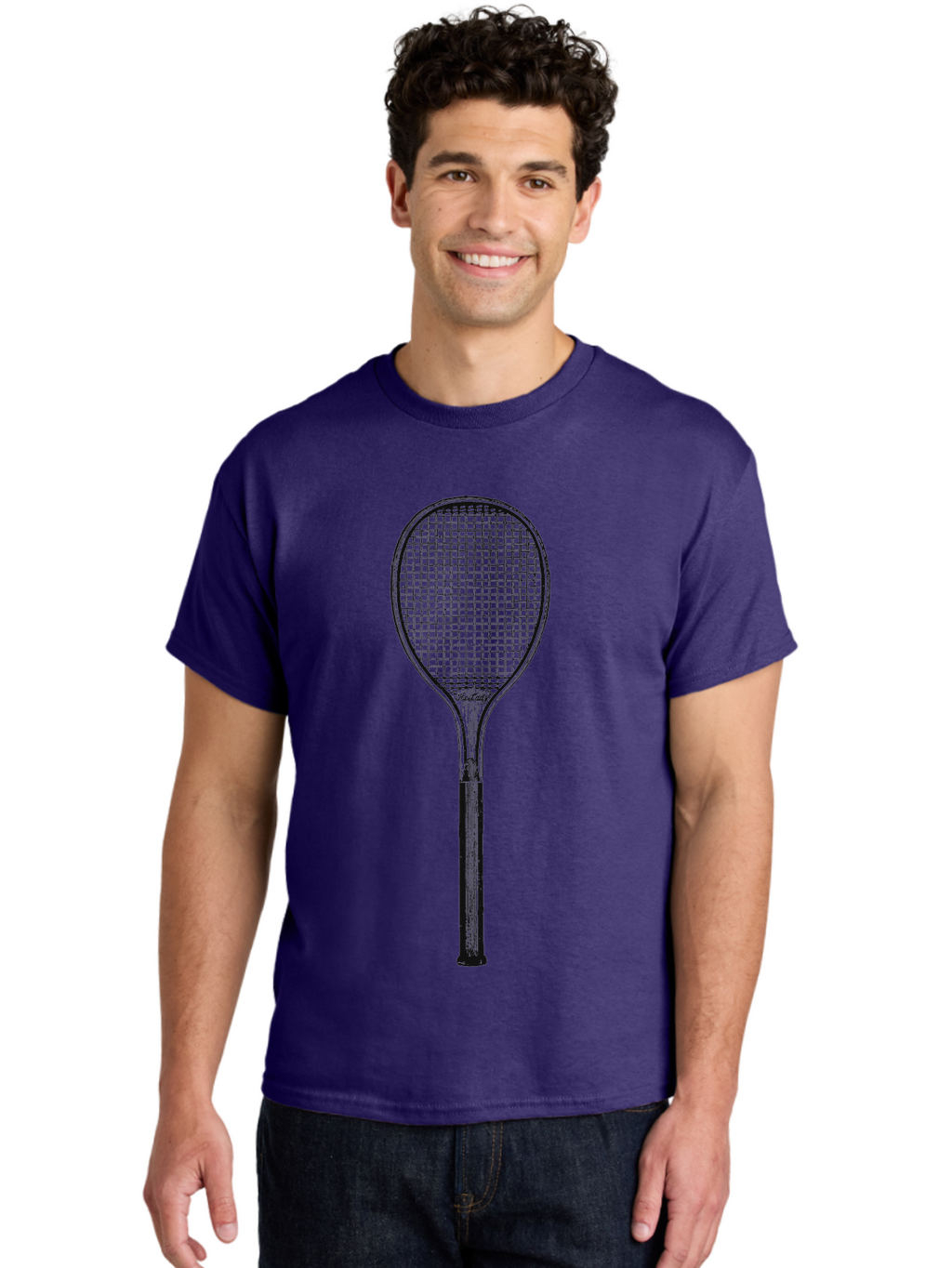 The Grand Slammer Men'S Graphic Tee, 100% Cotton, Comfortable Casual Summer Wear, Machine Washable, Tennis Racket, Sports Equipment, Tennis Gear, Racket Design, Tennis Player, Athletic Accessories Aae706