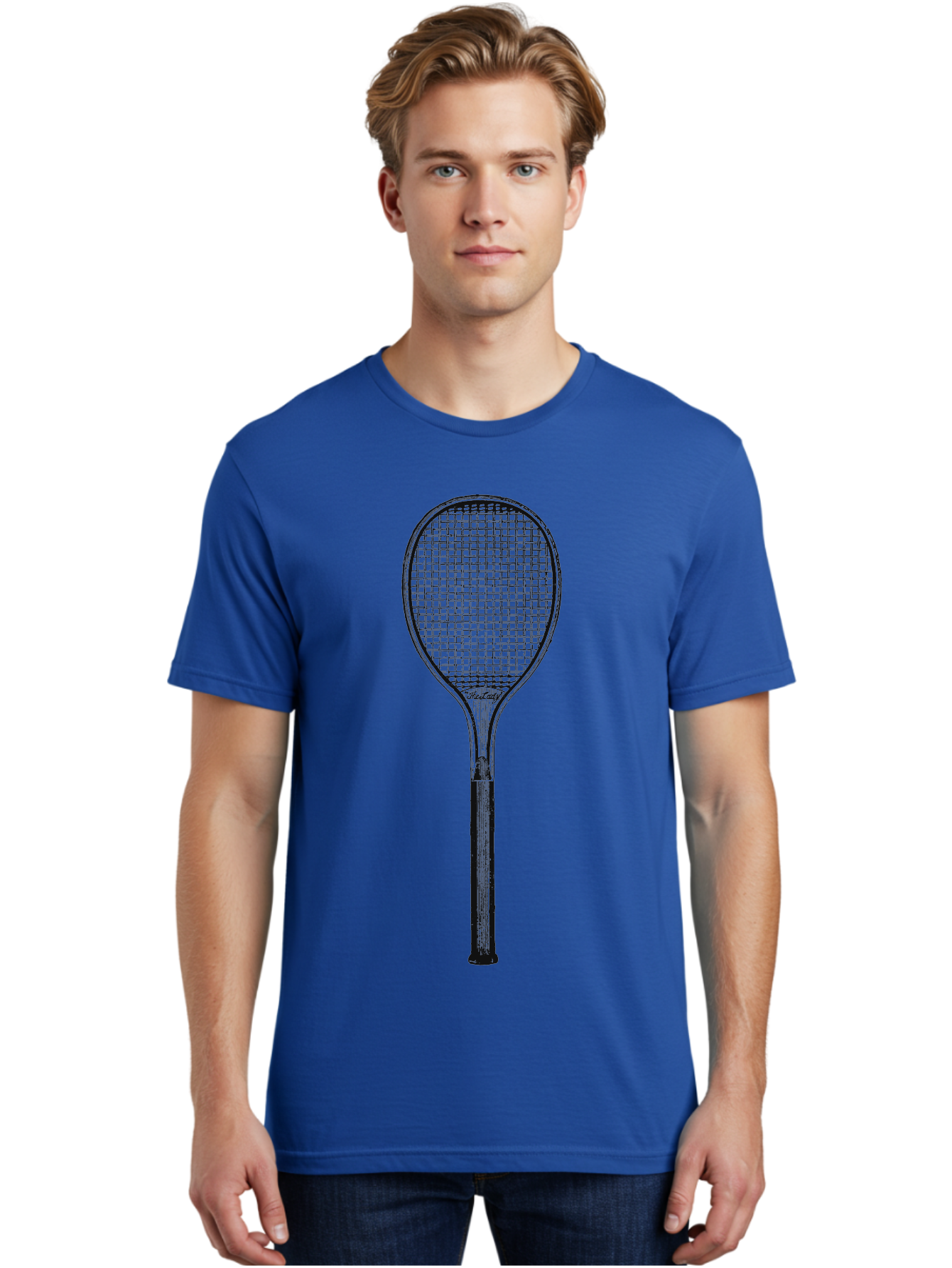 The Grand Slammer Men'S Graphic Tee, 100% Cotton, Comfortable Casual Summer Wear, Machine Washable, Tennis Racket, Sports Equipment, Tennis Gear, Racket Design, Tennis Player, Athletic Accessories Aae706