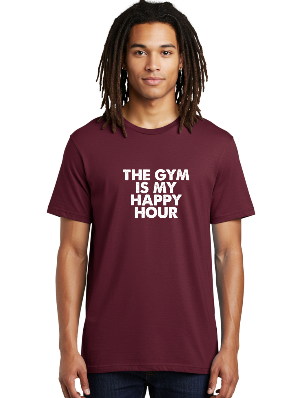 The Gym Is My Happy Hour Men'S Graphic Tee, 100% Cotton, Comfortable Casual Summer Wear, Machine Washable, Gym Motivation, Fitness Inspiration, Workout Encouragement, Gym Love, Happy Hour, Fitness Goals, Exercise Motivation, Healthy Lifestyle Aae709