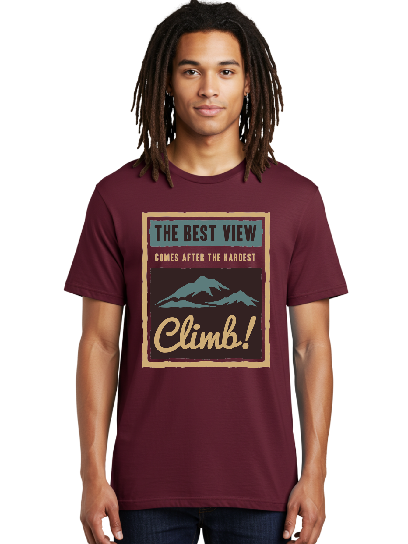 The Hardest Climb Men'S Graphic Tee, 100% Cotton, Comfortable Casual Summer Wear, Machine Washable, Mountain Climber Motivation, Inspirational Quotes, Outdoor Adventure, Peak Experience, Challenging Journey, Perseverance, Adventure Seeker Aae710