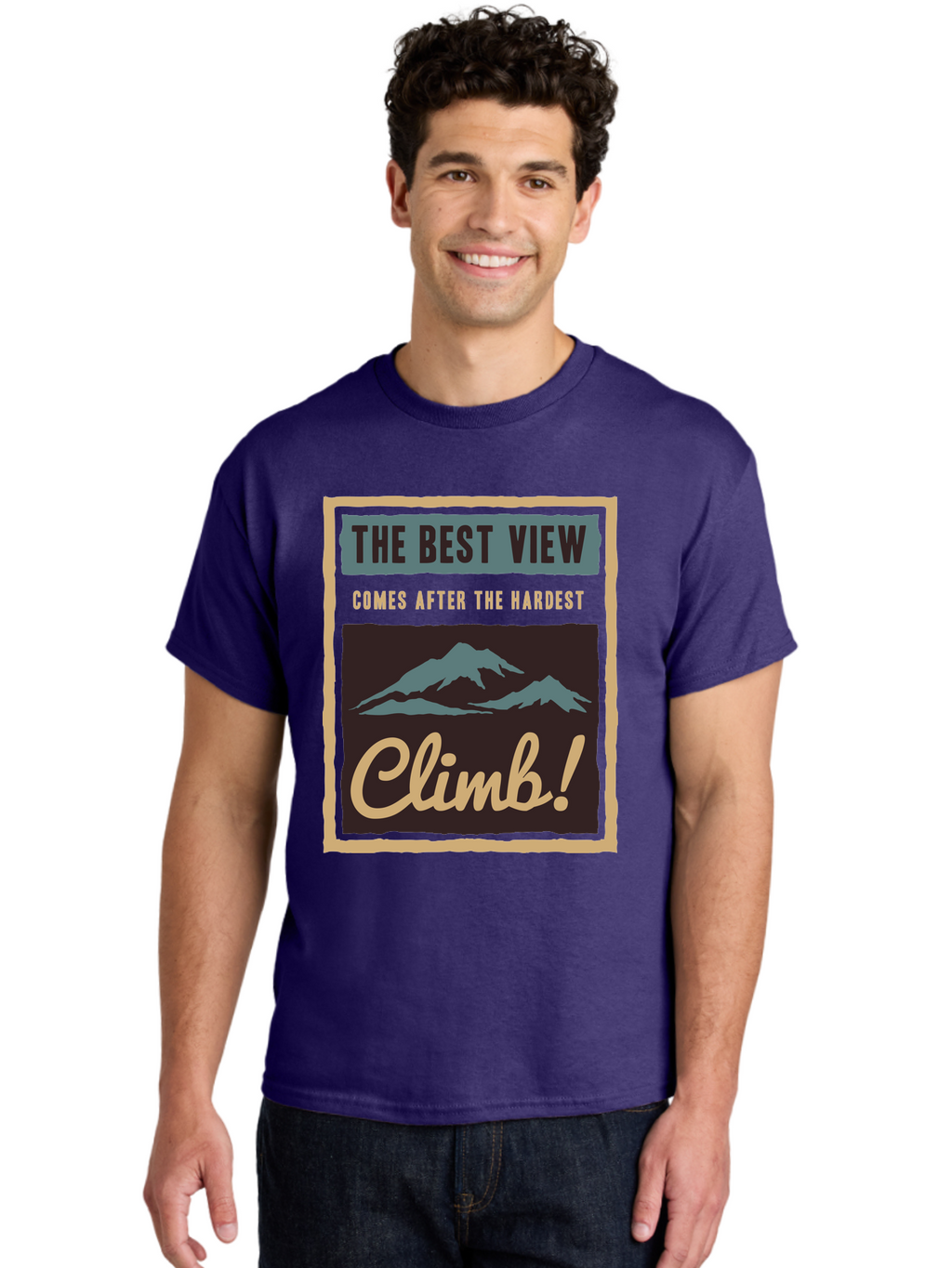 The Hardest Climb Men'S Graphic Tee, 100% Cotton, Comfortable Casual Summer Wear, Machine Washable, Mountain Climber Motivation, Inspirational Quotes, Outdoor Adventure, Peak Experience, Challenging Journey, Perseverance, Adventure Seeker Aae710