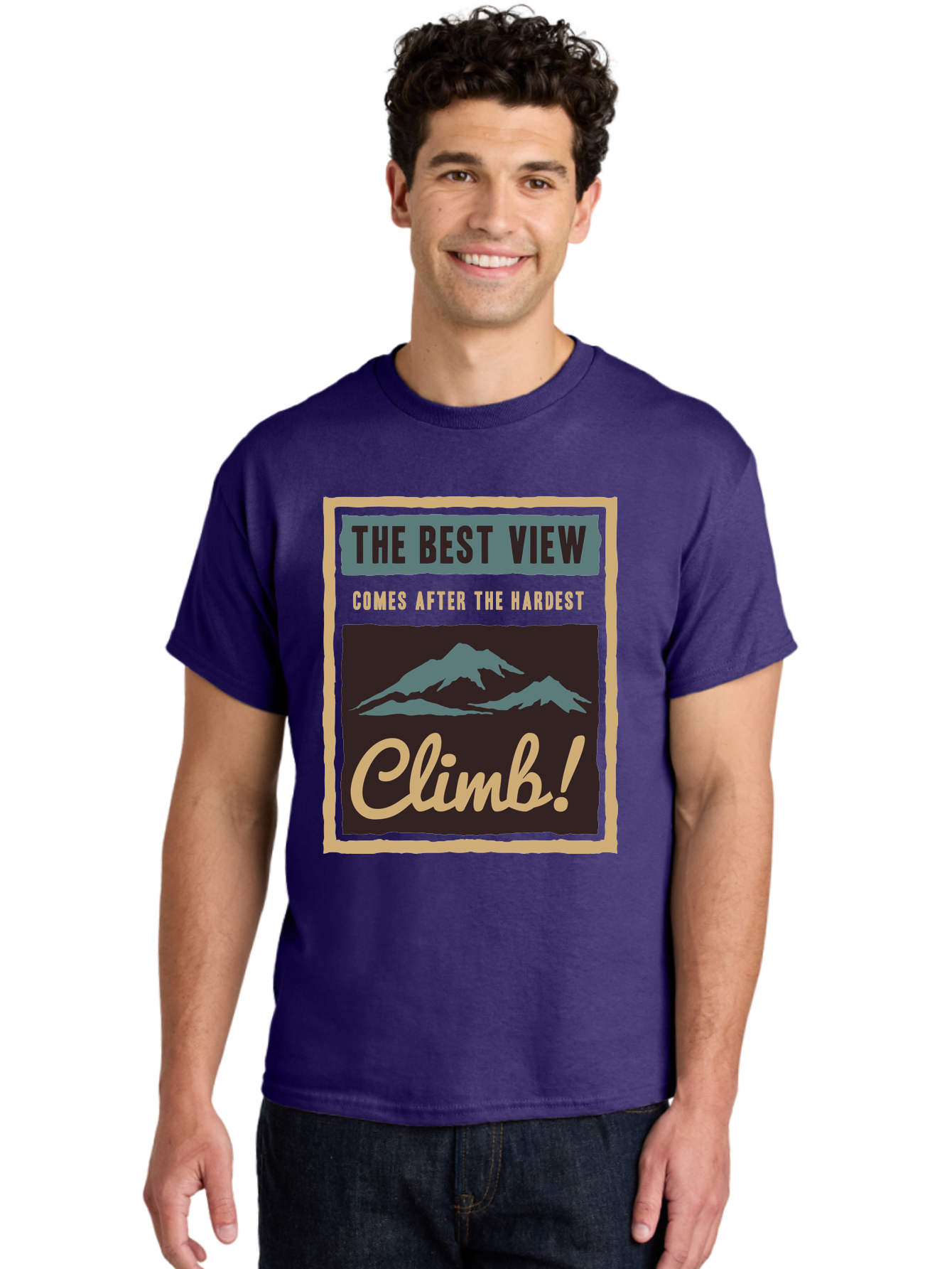 The Hardest Climb Men'S Graphic Tee, 100% Cotton, Comfortable Casual Summer Wear, Machine Washable, Mountain Climber Motivation, Inspirational Quotes, Outdoor Adventure, Peak Experience, Challenging Journey, Perseverance, Adventure Seeker Aae710