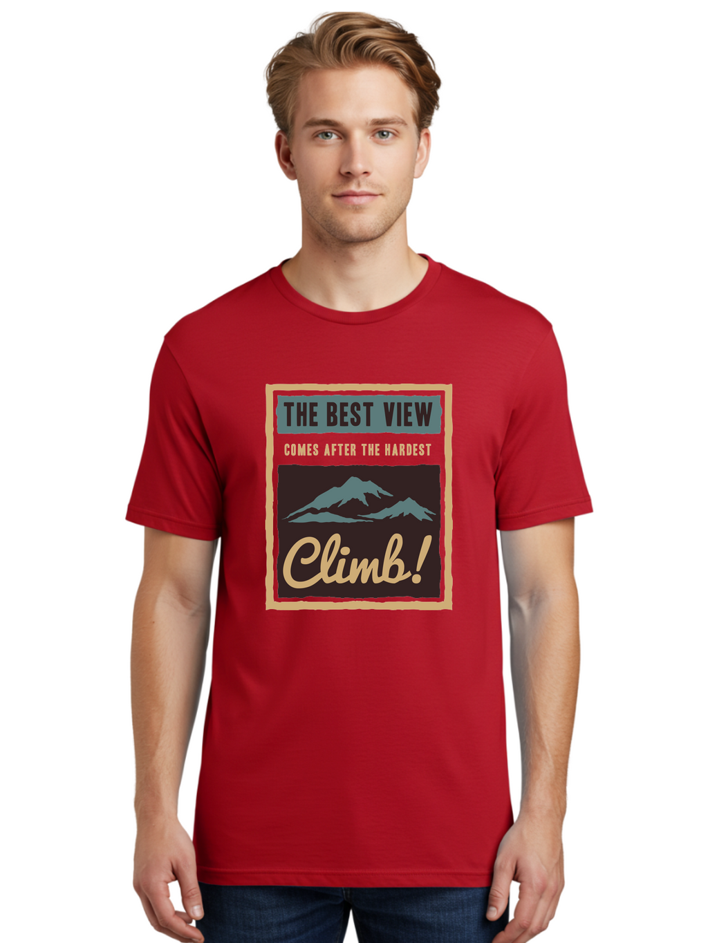 The Hardest Climb Men'S Graphic Tee, 100% Cotton, Comfortable Casual Summer Wear, Machine Washable, Mountain Climber Motivation, Inspirational Quotes, Outdoor Adventure, Peak Experience, Challenging Journey, Perseverance, Adventure Seeker Aae710