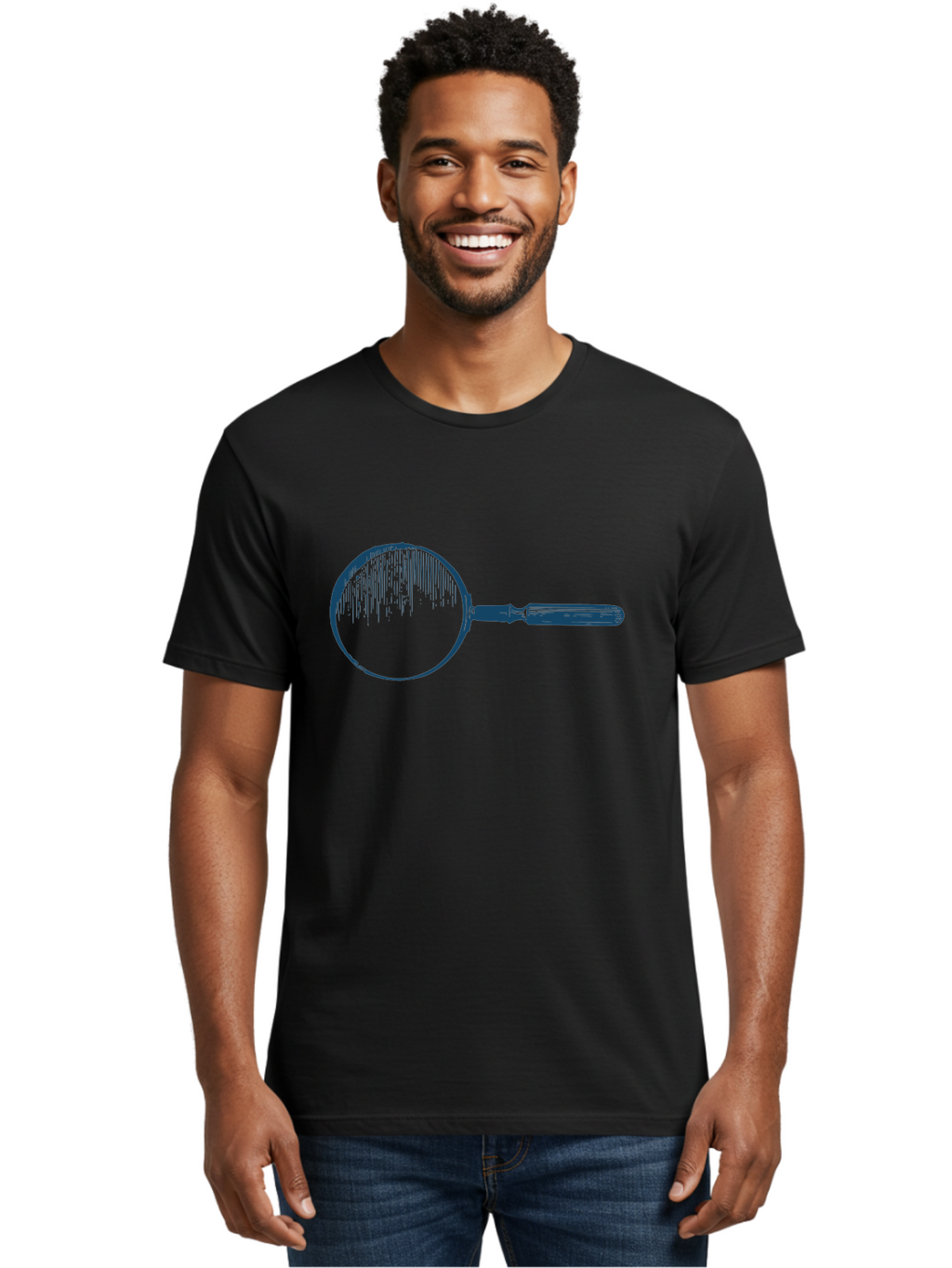 The Magnifying Lens Men'S Graphic Tee, 100% Cotton, Comfortable Casual Summer Wear, Machine Washable, Magnifying Glass, Detective Tool, Investigation, Research, Observation, Inspection, Discovery, Detailed Examination Aae716