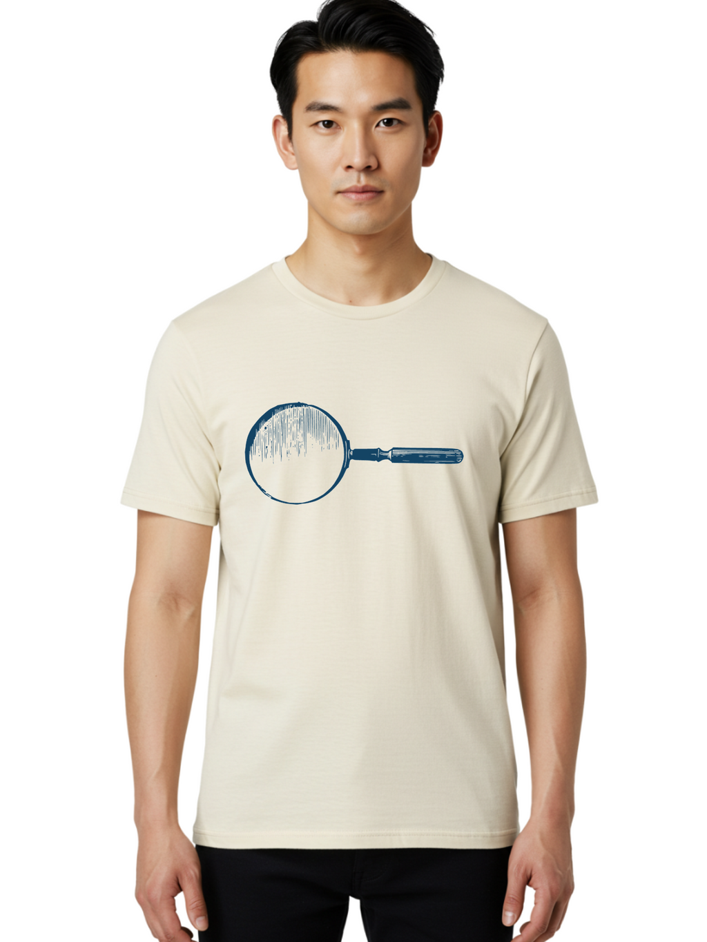 The Magnifying Lens Men'S Graphic Tee, 100% Cotton, Comfortable Casual Summer Wear, Machine Washable, Magnifying Glass, Detective Tool, Investigation, Research, Observation, Inspection, Discovery, Detailed Examination Aae716