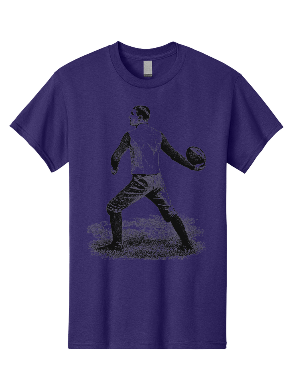 The Original Quarterback Men'S Graphic Tee, 100% Cotton, Comfortable Casual Summer Wear, Machine Washable, Rugby Player In Action, Athlete In Motion, Sports Illustration, Vintage Style, Rugby Ball, Dynamic Pose, Energetic Movement, Aae718