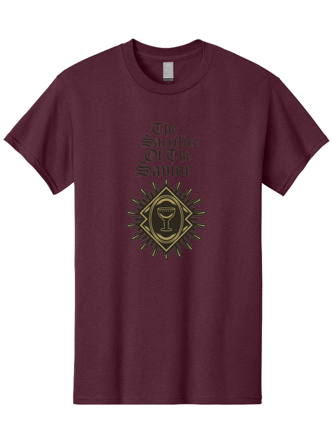 The Sacrifice Of The Savior Men'S Graphic Tee, 100% Cotton, Comfortable Casual Summer Wear, Machine Washable, Chalice Symbolism, Religious Sacrifice, Savior Theme, Spiritual Imagery, Gothic Typography, Sacred Ritual, Faith Representation, Aae719