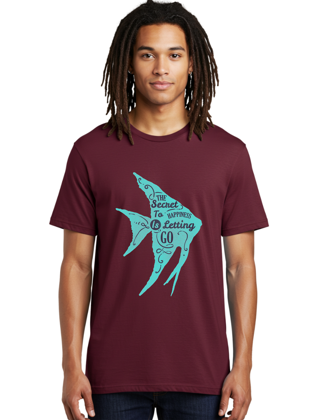 The Secret To Happiness Is Letting Go Men'S Graphic Tee, 100% Cotton, Comfortable Casual Summer Wear, Machine Washable, Motivational Quote, Inspirational Phrase, Letting Go, Happiness, Positivity, Uplifting Message, Mindfulness, Self-Care, Aae720