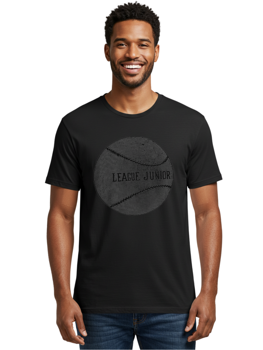 The Starter Ball Men'S Graphic Tee, 100% Cotton, Comfortable Casual Summer Wear, Machine Washable, Baseball, Youth Sports, League Junior, Junior Baseball, Sports Logo, Team Spirit, Baseball Stitching, Youth League Aae721