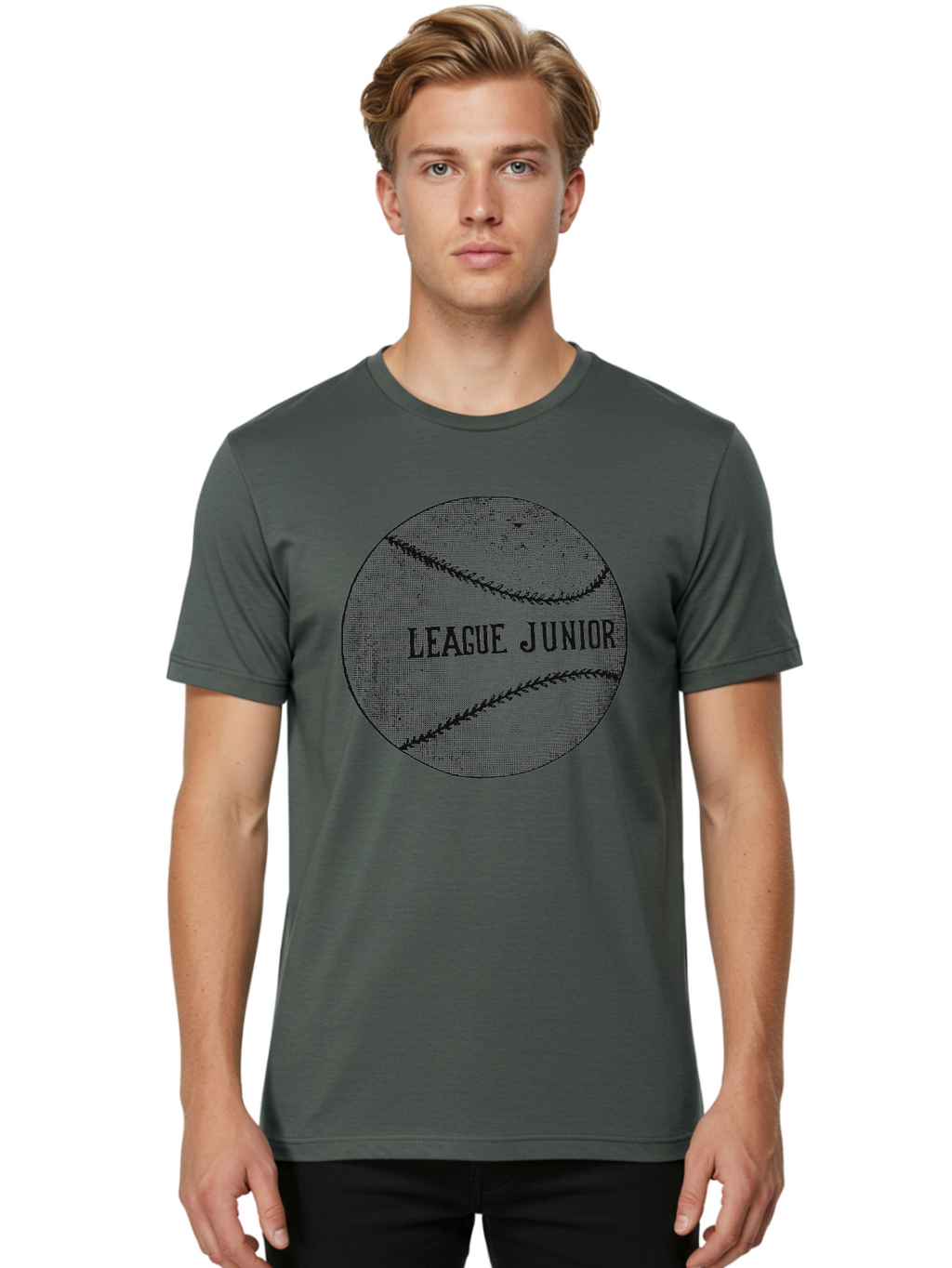 The Starter Ball Men'S Graphic Tee, 100% Cotton, Comfortable Casual Summer Wear, Machine Washable, Baseball, Youth Sports, League Junior, Junior Baseball, Sports Logo, Team Spirit, Baseball Stitching, Youth League Aae721