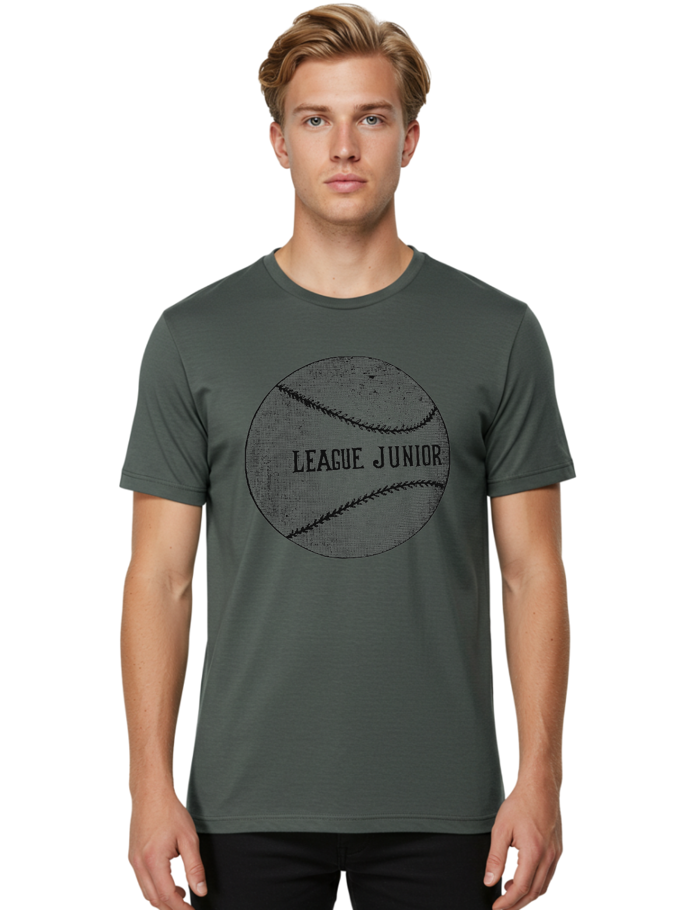 The Starter Ball Men'S Graphic Tee, 100% Cotton, Comfortable Casual Summer Wear, Machine Washable, Baseball, Youth Sports, League Junior, Junior Baseball, Sports Logo, Team Spirit, Baseball Stitching, Youth League Aae721
