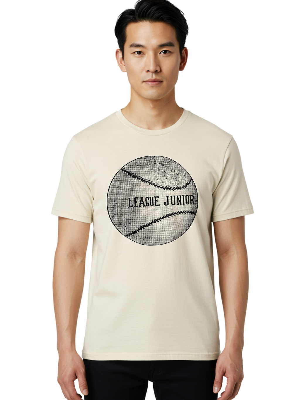 The Starter Ball Men'S Graphic Tee, 100% Cotton, Comfortable Casual Summer Wear, Machine Washable, Baseball, Youth Sports, League Junior, Junior Baseball, Sports Logo, Team Spirit, Baseball Stitching, Youth League Aae721