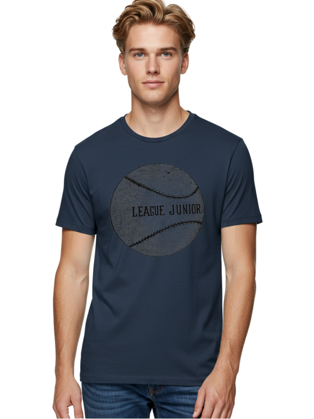The Starter Ball Men'S Graphic Tee, 100% Cotton, Comfortable Casual Summer Wear, Machine Washable, Baseball, Youth Sports, League Junior, Junior Baseball, Sports Logo, Team Spirit, Baseball Stitching, Youth League Aae721