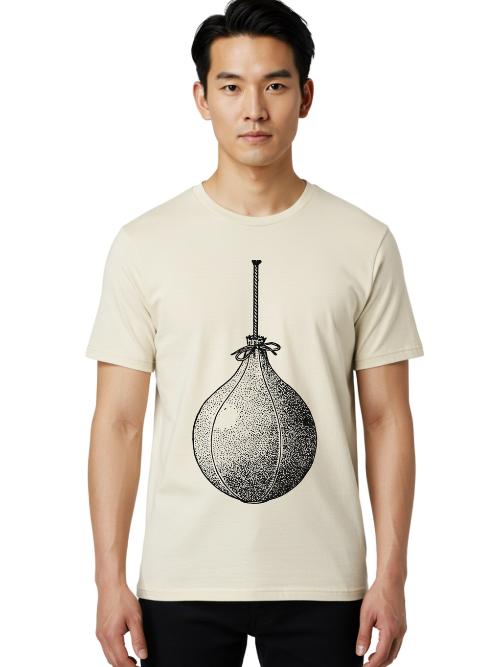 The Swinging Legacy Men'S Graphic Tee, 100% Cotton, Comfortable Casual Summer Wear, Machine Washable, Christmas Bauble, Hanging Ornament, Festive Decoration, Black Illustration, Stippled Art, Holiday Decor, Glass Ornament Aae723