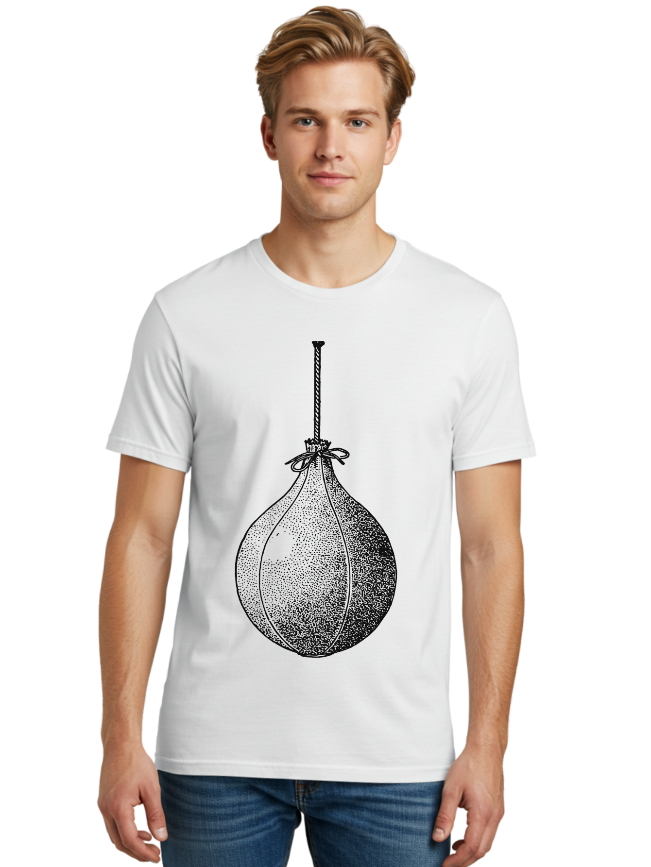 The Swinging Legacy Men'S Graphic Tee, 100% Cotton, Comfortable Casual Summer Wear, Machine Washable, Christmas Bauble, Hanging Ornament, Festive Decoration, Black Illustration, Stippled Art, Holiday Decor, Glass Ornament Aae723