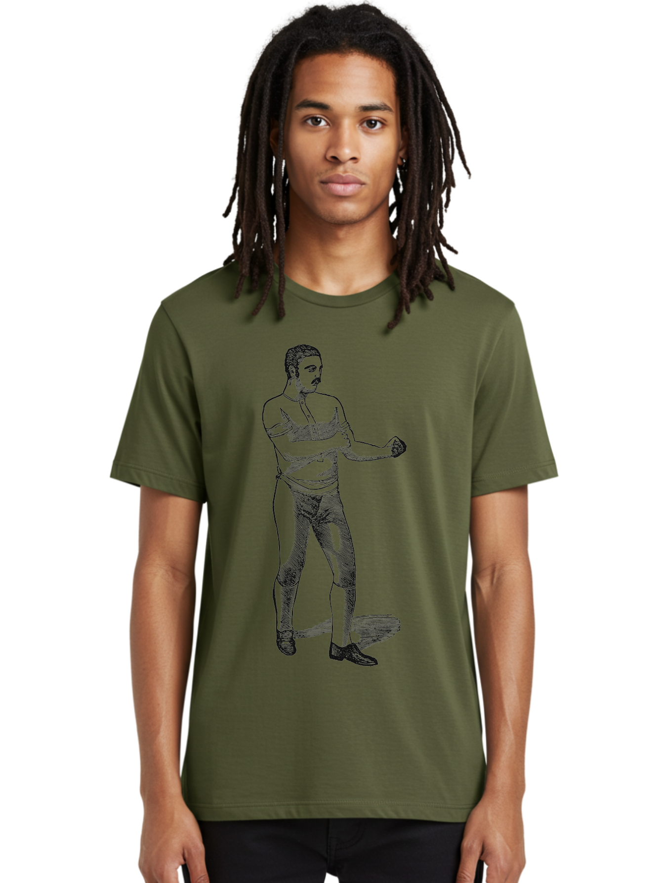 The Vintage Fighter Men'S Graphic Tee, 100% Cotton, Comfortable Casual Summer Wear, Machine Washable, Boxing Stance, Pugilist, Fighter, Boxing Gloves, Combat Sports, Martial Arts, Athletic Pose, Fighting Stance Aae724
