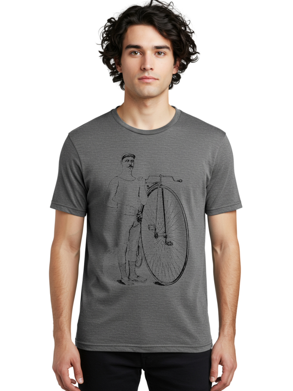 The Wheelman Men'S Graphic Tee, 100% Cotton, Comfortable Casual Summer Wear, Machine Washable, Vintage Bicycle, Penny Farthing Bike, Old-Fashioned Cycling, Historical Transport, Classic Bike Design, Retro Cycling Culture, Aae726