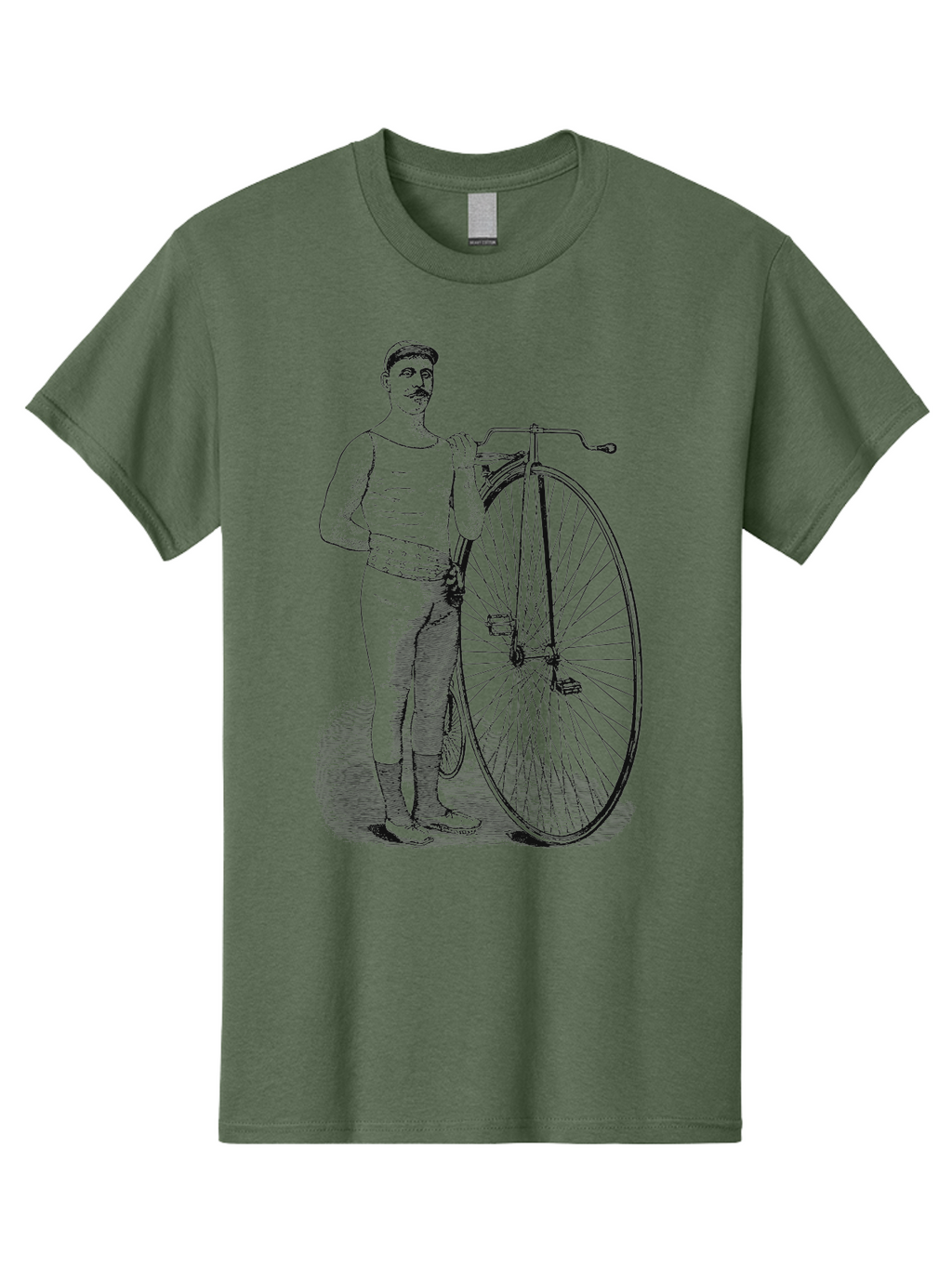 The Wheelman Men'S Graphic Tee, 100% Cotton, Comfortable Casual Summer Wear, Machine Washable, Vintage Bicycle, Penny Farthing Bike, Old-Fashioned Cycling, Historical Transport, Classic Bike Design, Retro Cycling Culture, Aae726