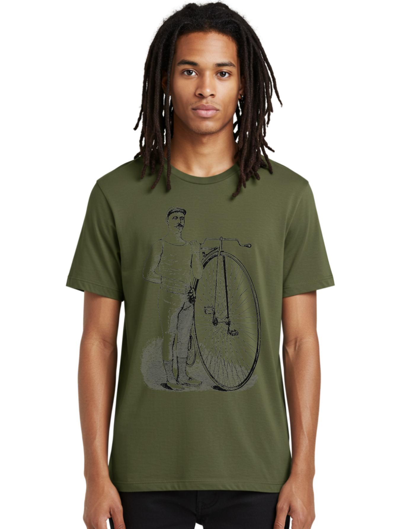 The Wheelman Men'S Graphic Tee, 100% Cotton, Comfortable Casual Summer Wear, Machine Washable, Vintage Bicycle, Penny Farthing Bike, Old-Fashioned Cycling, Historical Transport, Classic Bike Design, Retro Cycling Culture, Aae726