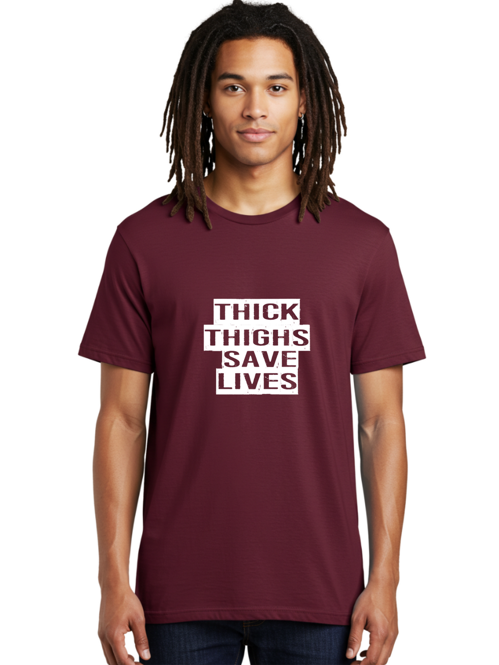 Thick Thighs Save Lives Men'S Graphic Tee, 100% Cotton, Comfortable Casual Summer Wear, Machine Washable, Motivational Quotes, Fitness Inspiration, Body Positivity, Empowerment, Healthy Lifestyle, Strong Thighs, Workout Motivation Aae729
