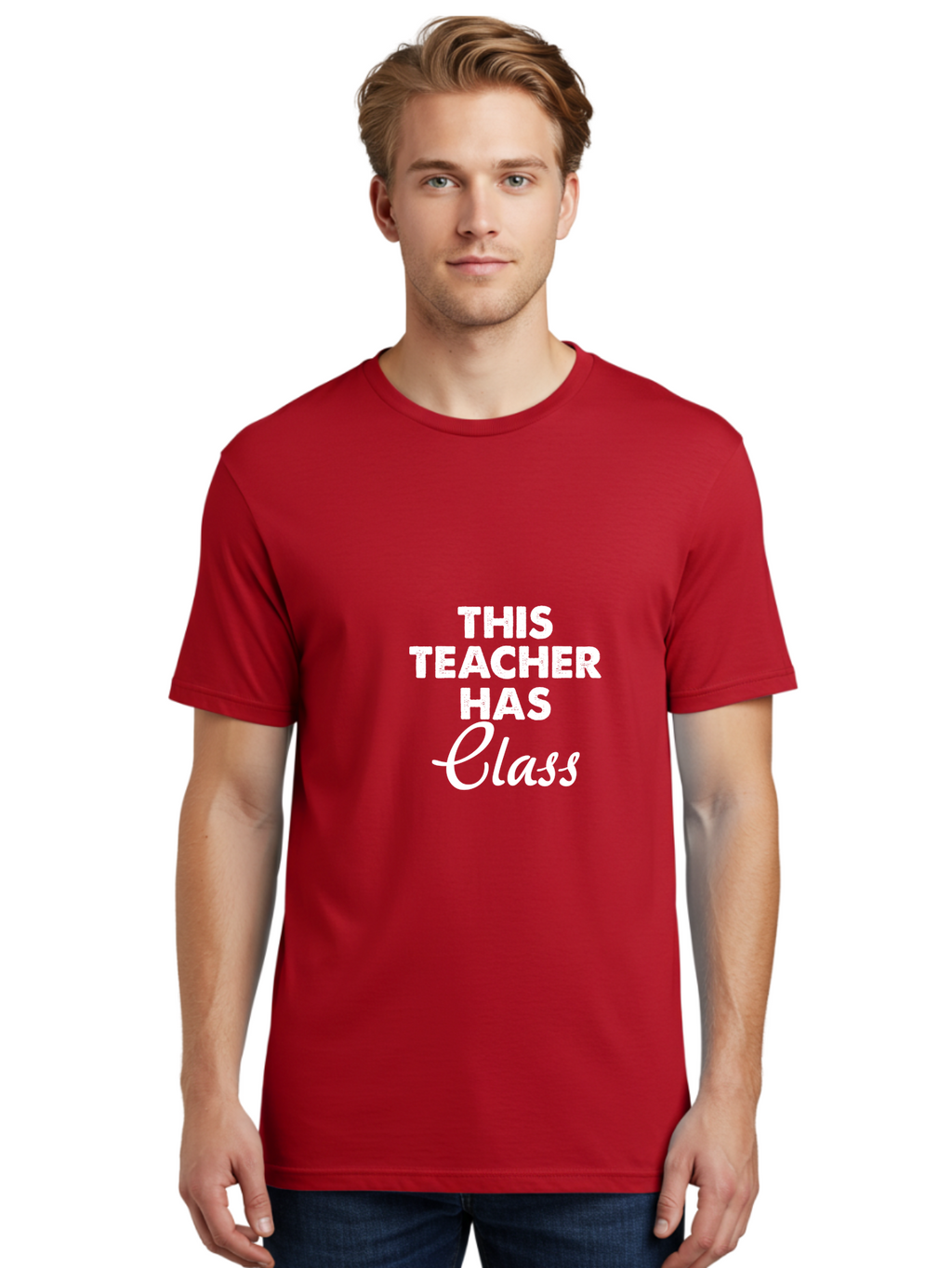This Teacher Has Class Men'S Graphic Tee, 100% Cotton, Comfortable Casual Summer Wear, Machine Washable, Teacher Appreciation, Educational Humor, Classroom Inspiration, Teacher Pride, Funny Teacher Quotes, Classroom Decor, Teacher Gifts Aae734