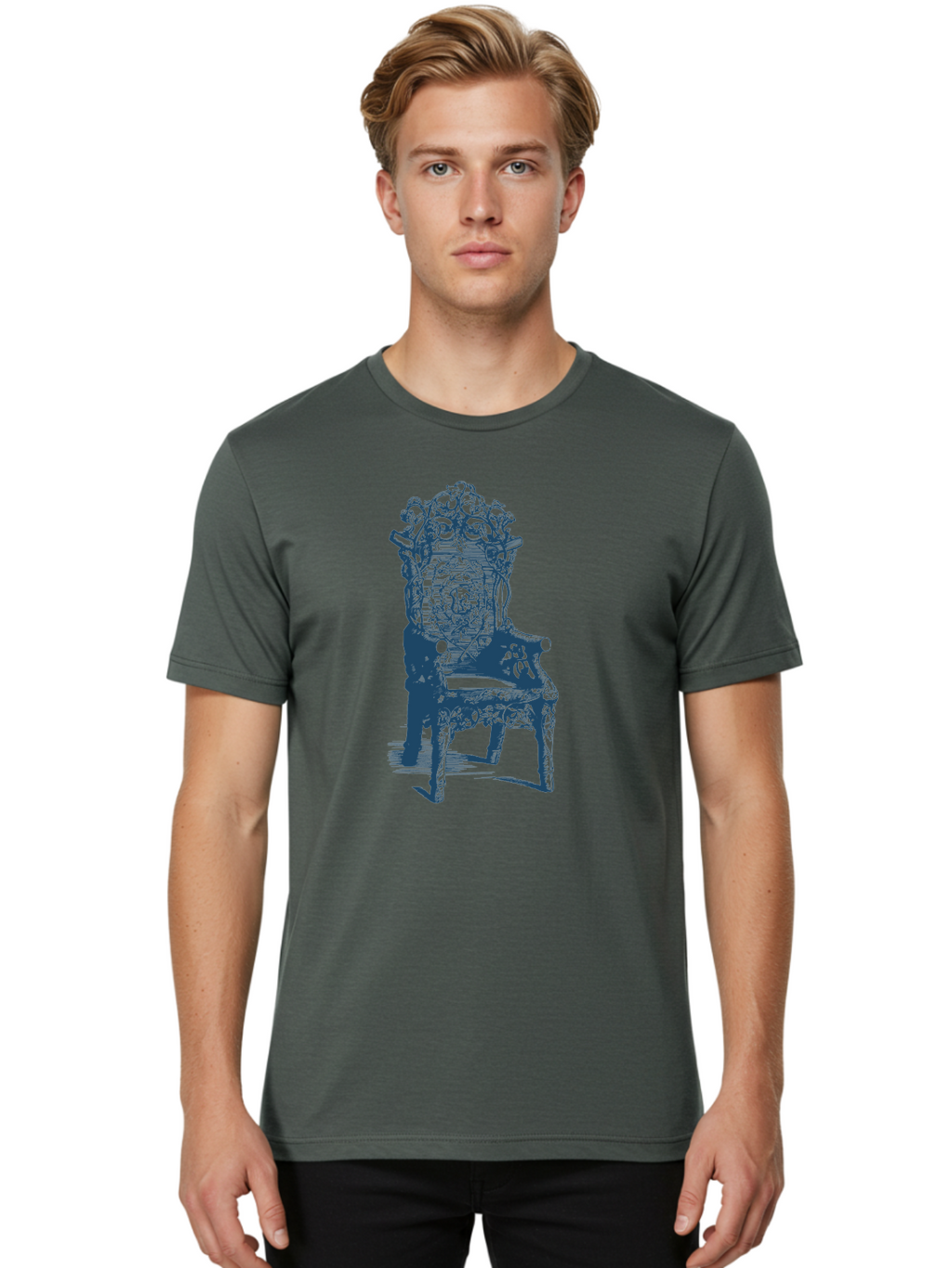Throne Style Chair Men'S Graphic Tee, 100% Cotton, Comfortable Casual Summer Wear, Machine Washable, Ornate Chair, Luxurious Furniture, Intricate Carvings, Royal Seating, Regal Decor, Elegant Design Aae736