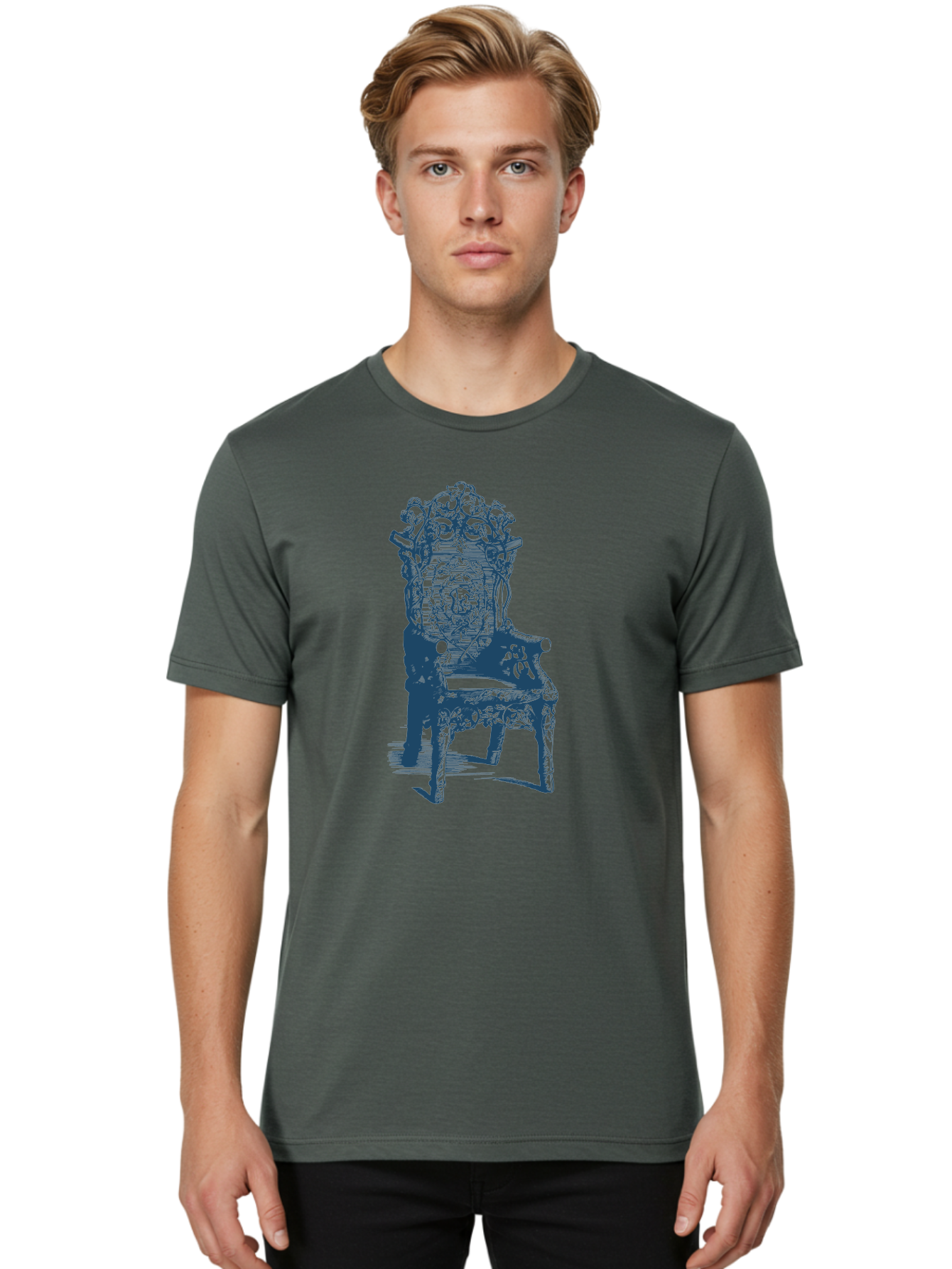 Throne Style Chair Men'S Graphic Tee, 100% Cotton, Comfortable Casual Summer Wear, Machine Washable, Ornate Chair, Luxurious Furniture, Intricate Carvings, Royal Seating, Regal Decor, Elegant Design Aae736