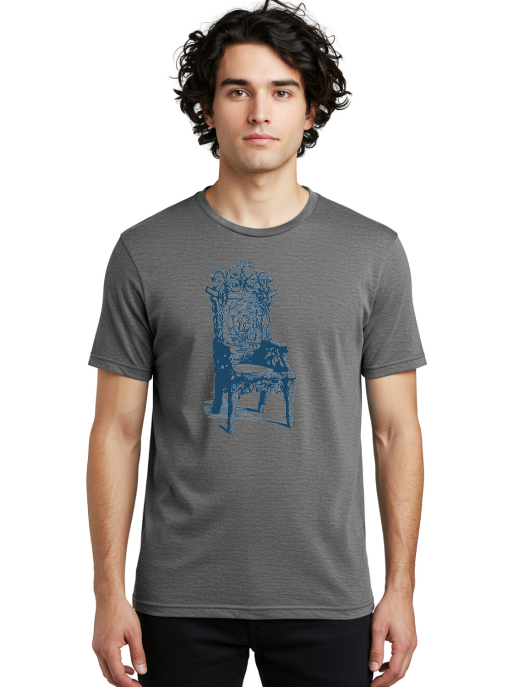 Throne Style Chair Men'S Graphic Tee, 100% Cotton, Comfortable Casual Summer Wear, Machine Washable, Ornate Chair, Luxurious Furniture, Intricate Carvings, Royal Seating, Regal Decor, Elegant Design Aae736